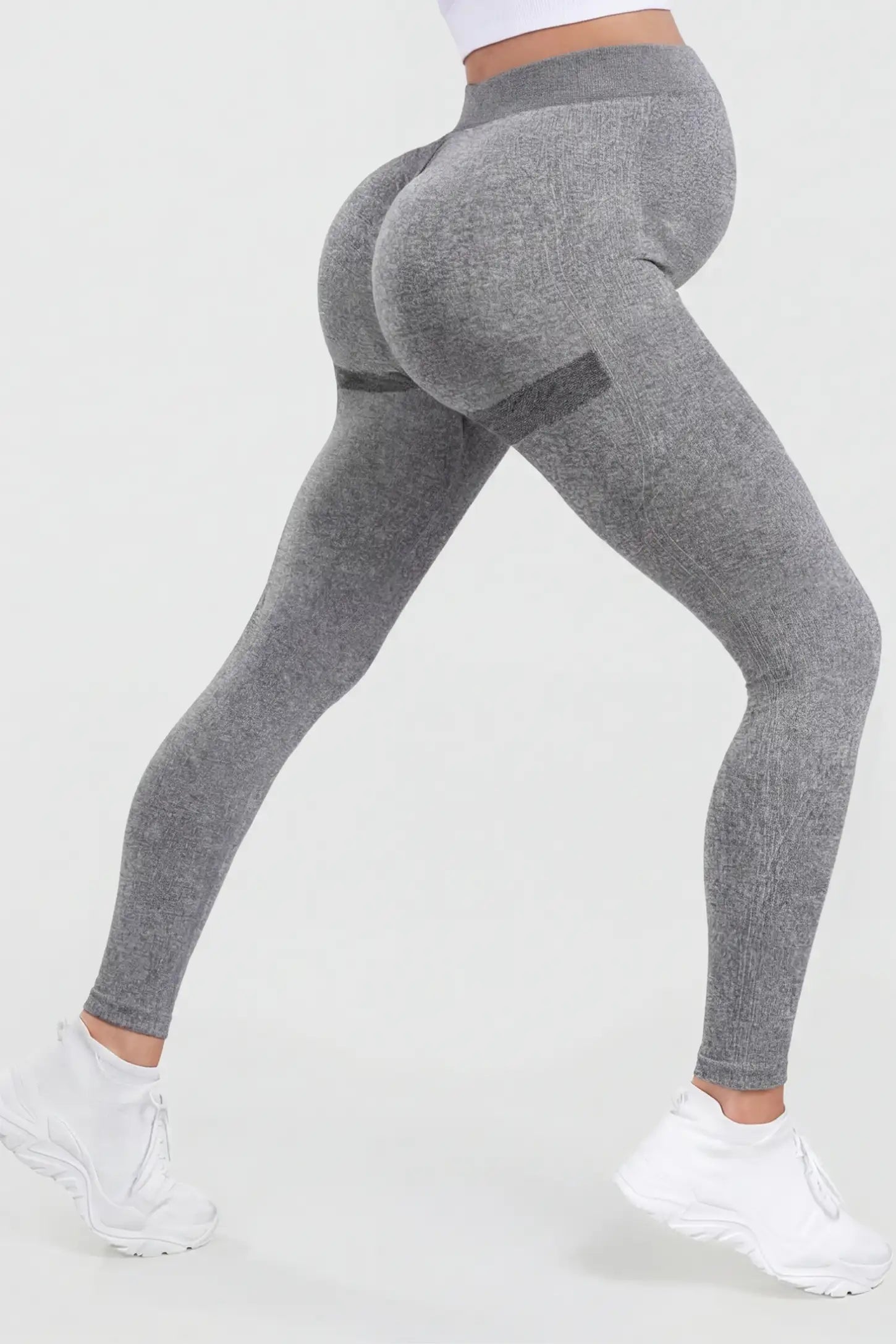 Full-Panel Full-Length Maternity Yoga Leggings Full-Panel Full-Length Maternity Yoga Leggings in gray featuring high-waist bump support and ankle-length bodycon fit on pregnant model.