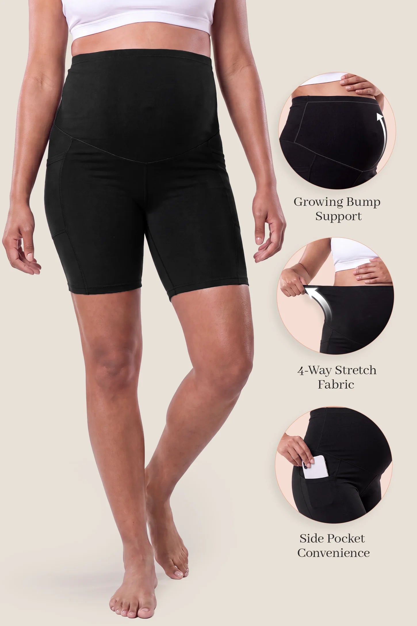 High-Rise Stretch Biker Maternity Shorts