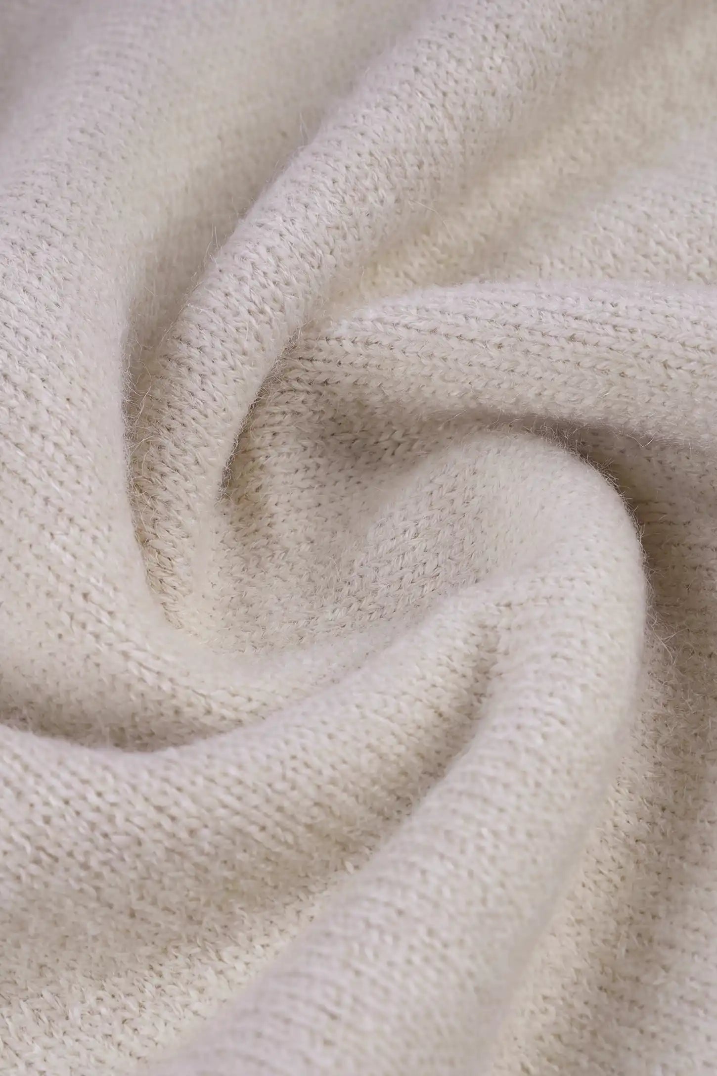 Lace-Trimmed Crewneck Maternity Knit Top Lace-Trimmed Crewneck Maternity Knit Top in Beige featuring soft ivory knit texture, comfortable stretch material, and polished fall wardrobe style, close-up fabric view.