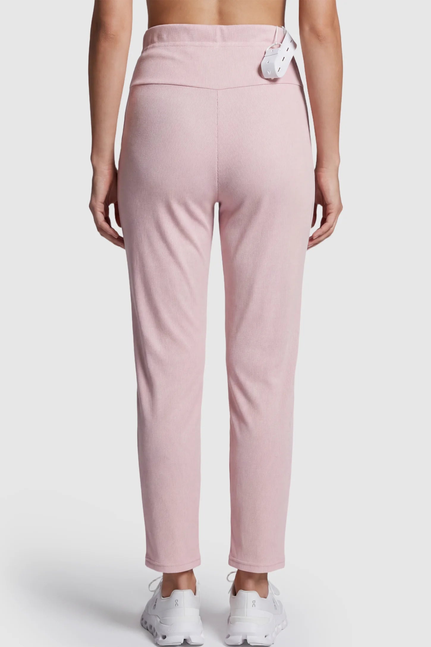 Adjustable Elastic Waist Straight Leg Maternity Pants Straight Leg Maternity Pants in pink featuring an adjustable elastic waist on a pregnant model.