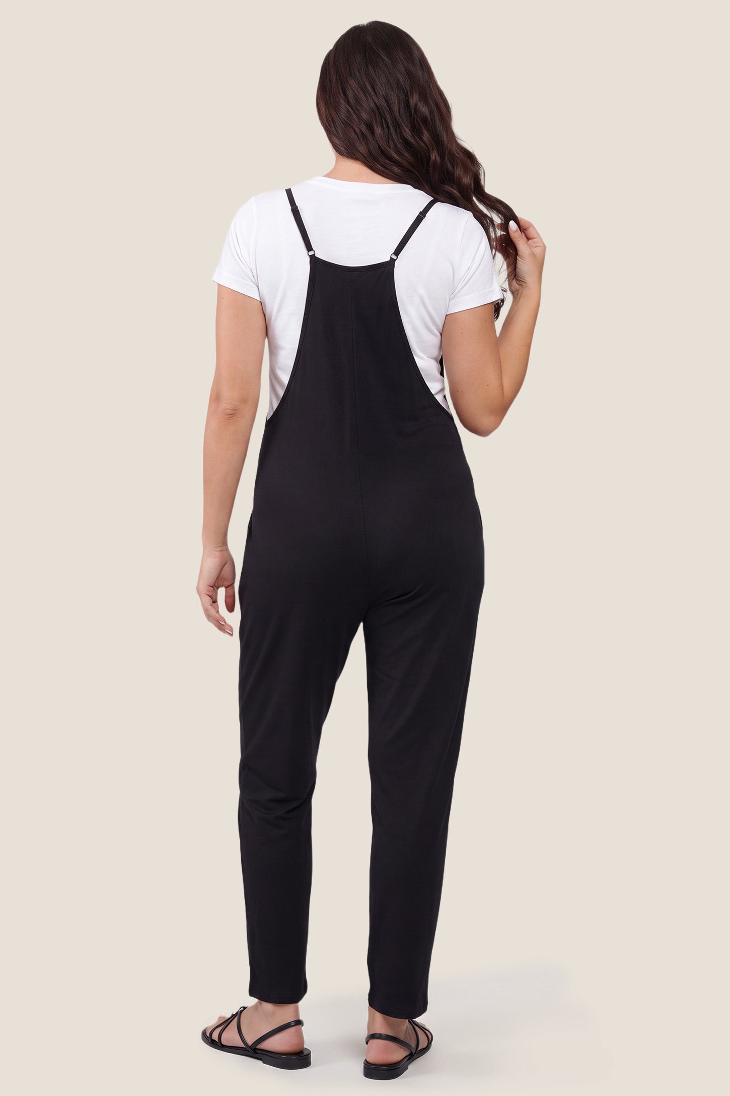 Adjustable Strap Pocketed Relaxed Maternity Jumpsuit