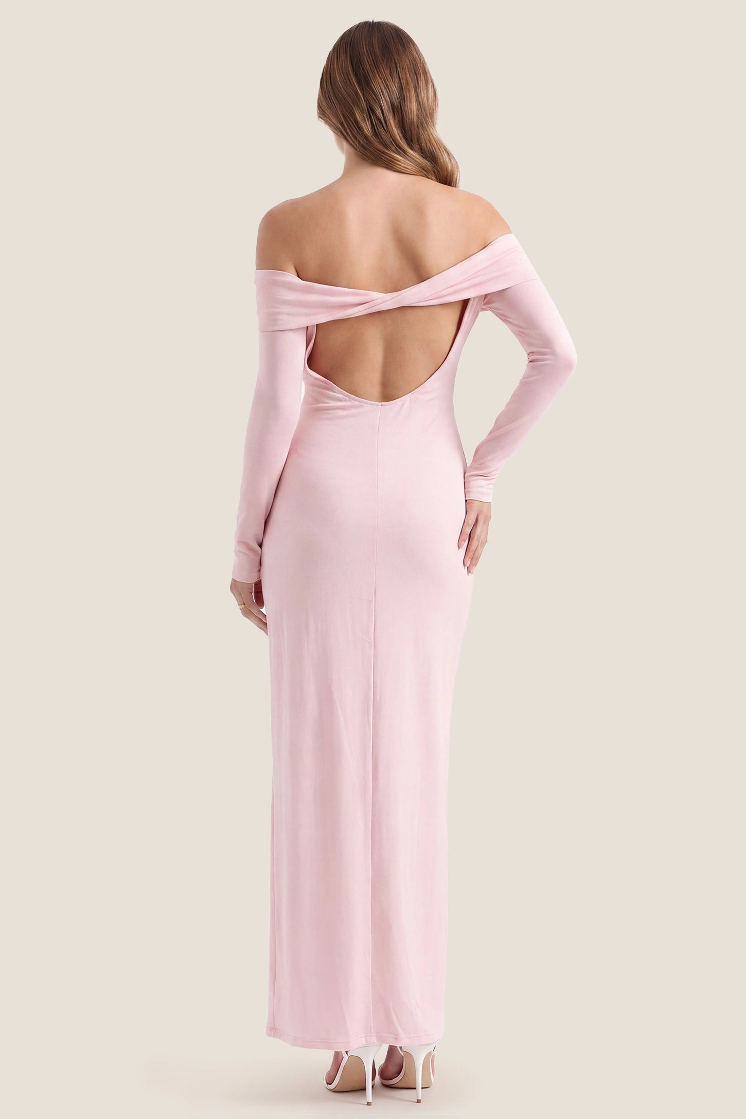 Solid Off Shoulder Bodycon Maternity Maxi Dress
