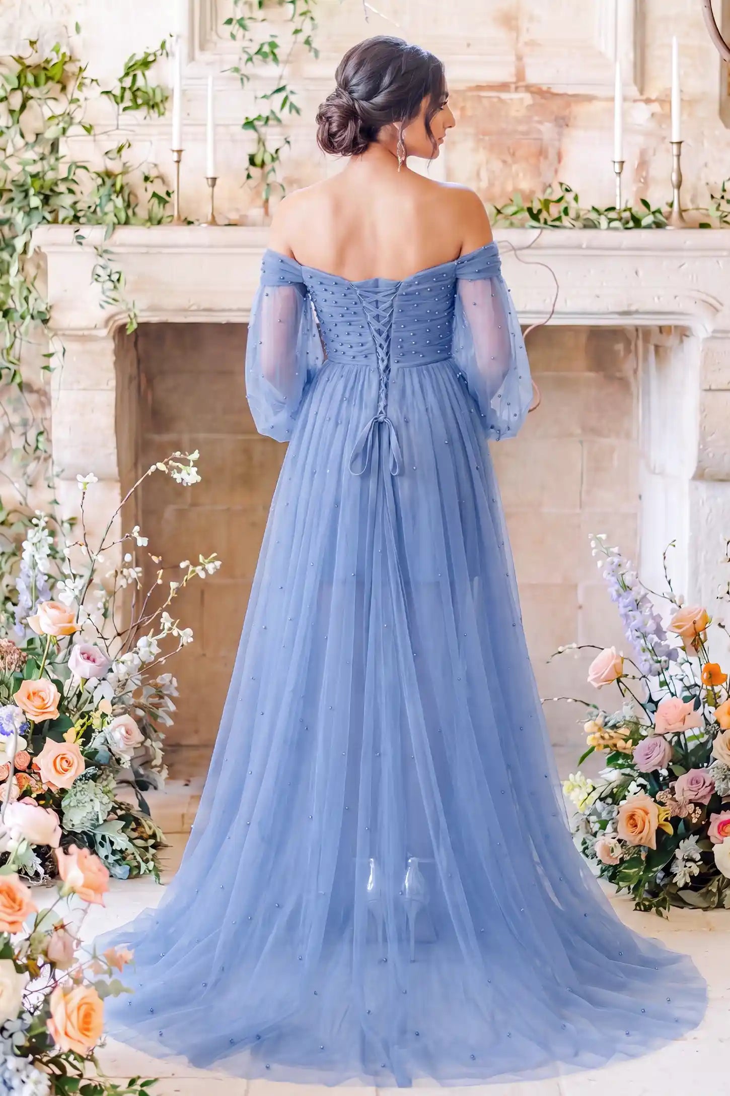 Off-Shoulder Empire Waist Maternity Gown