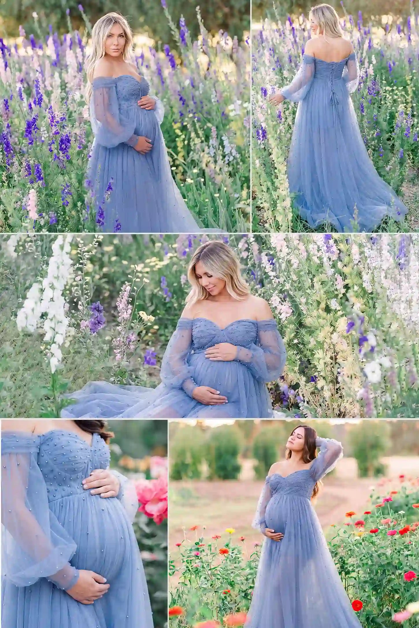 Off-Shoulder Empire Waist Maternity Gown