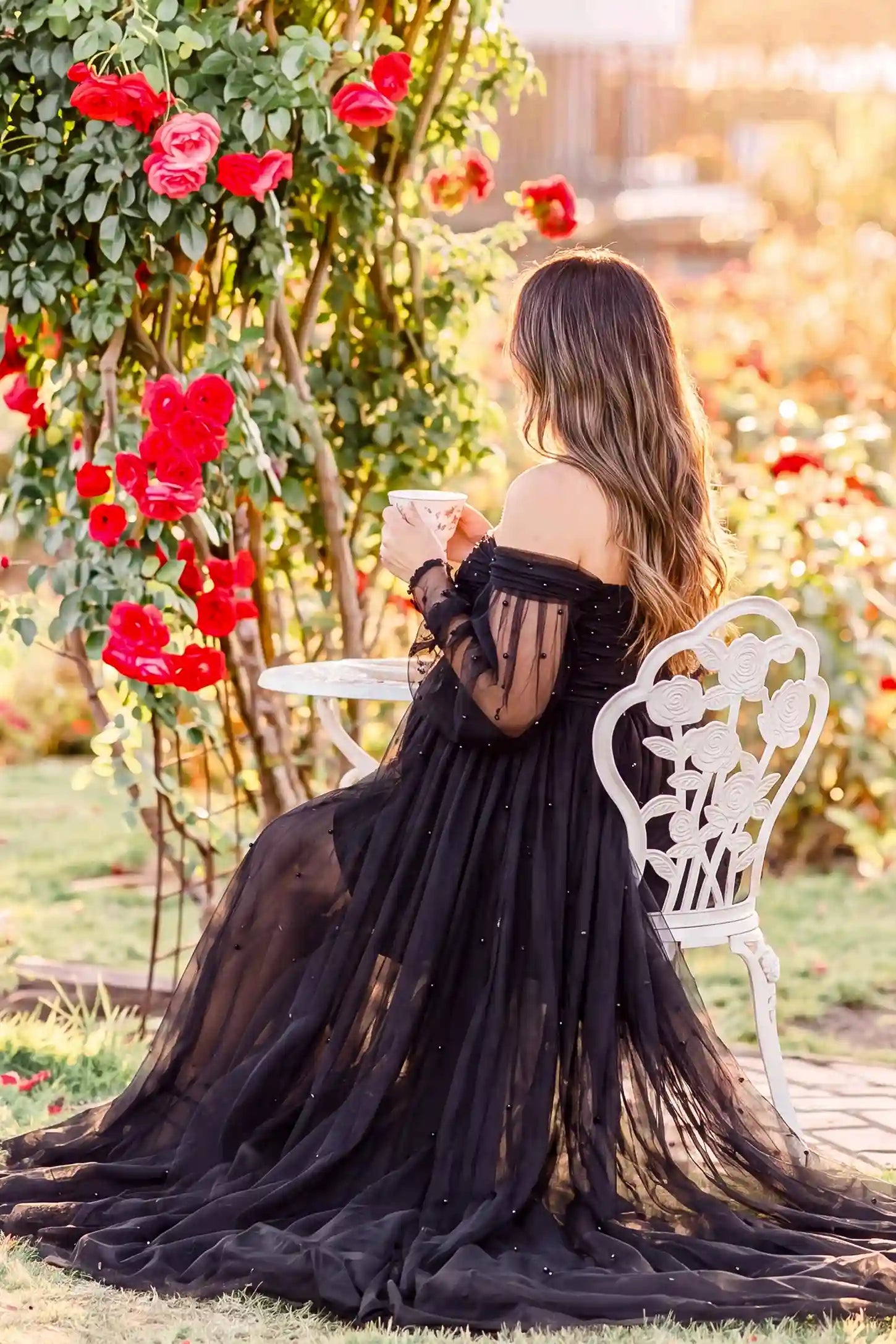 Off-Shoulder Empire Waist Maternity Gown