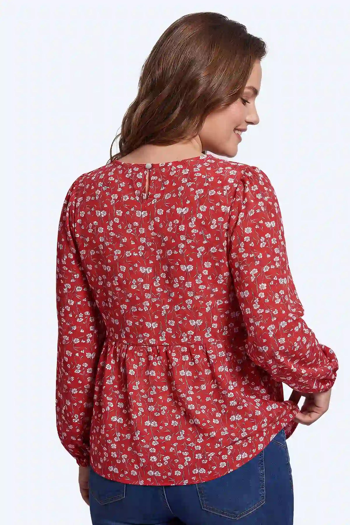 Floral Round Neck Babydoll Maternity Top