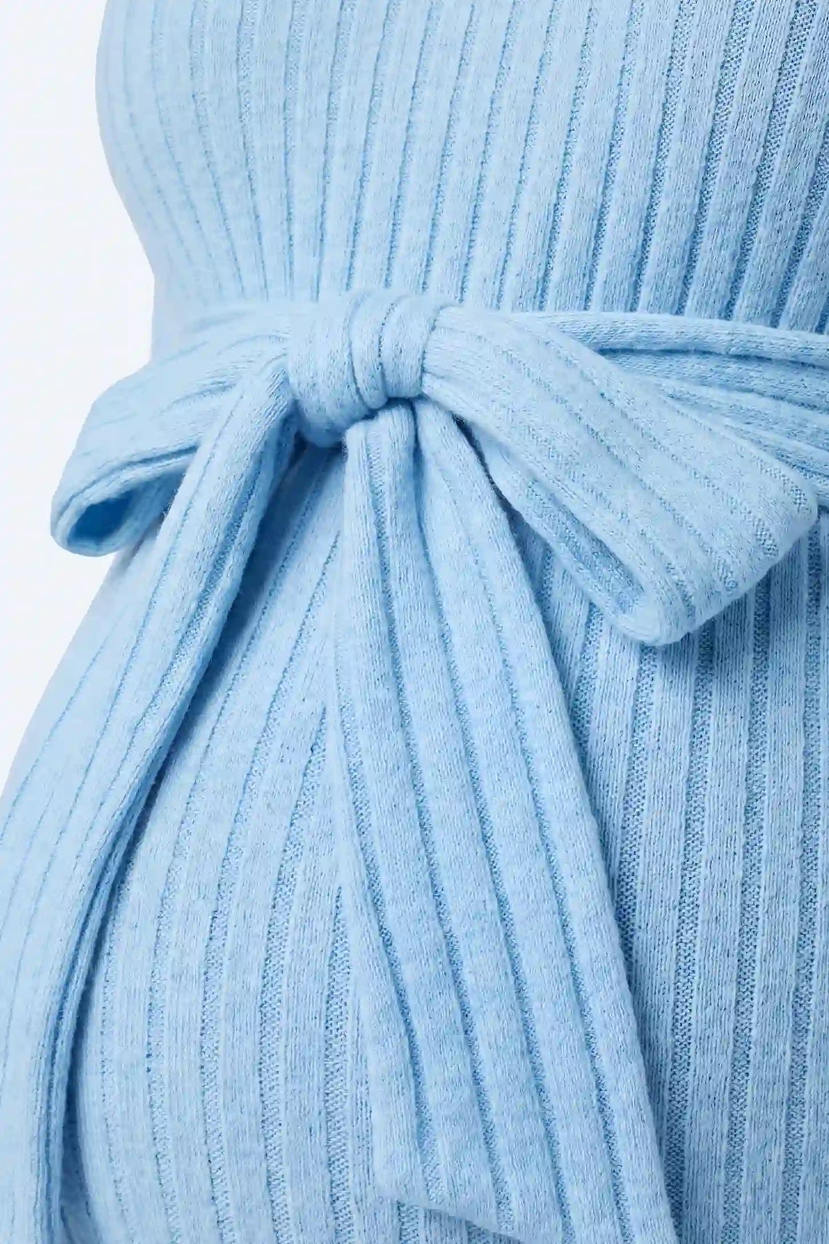 Ribbed Front Tie-Waist Long Sleeve Maternity Top