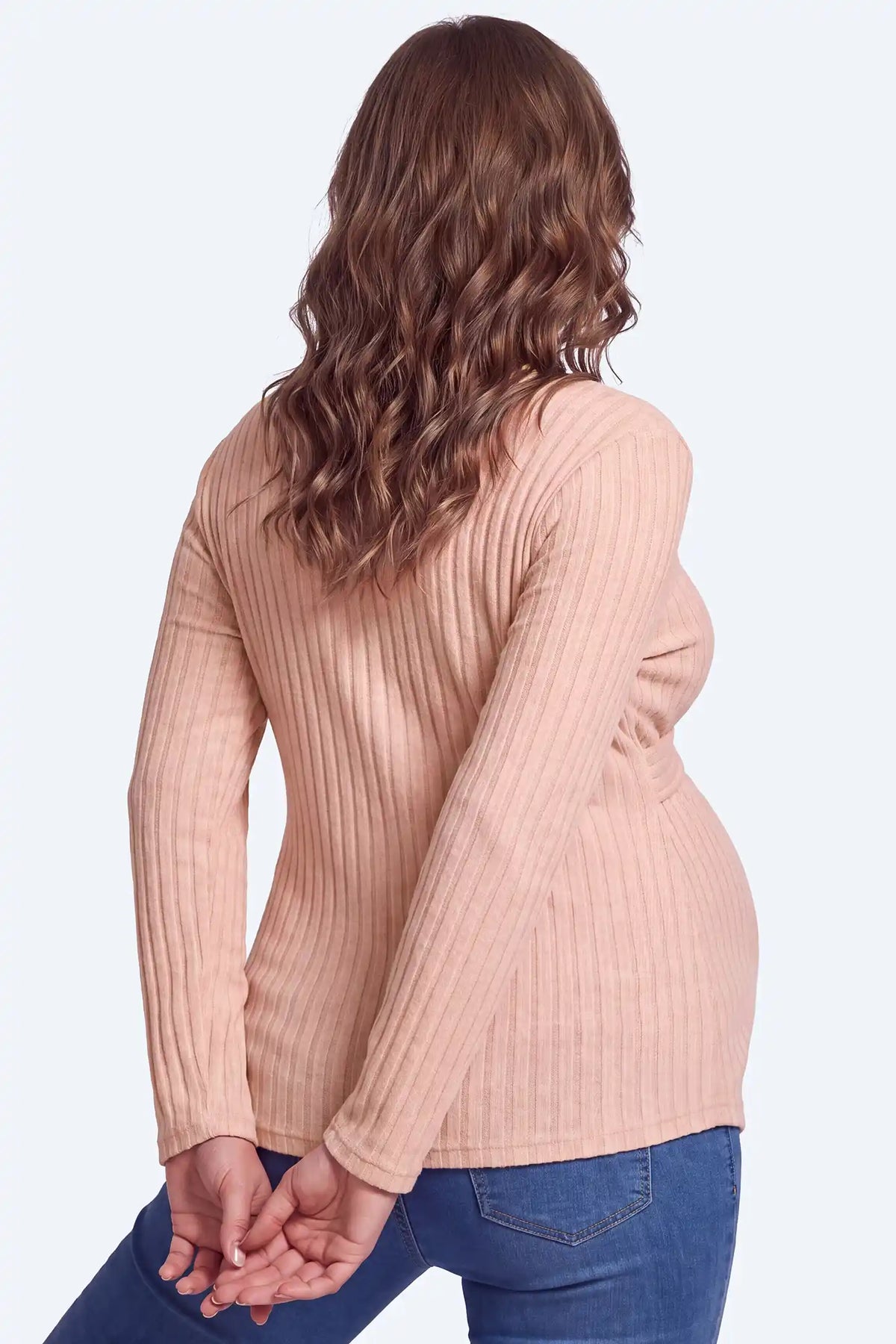 Ribbed Front Tie-Waist Long Sleeve Maternity Top