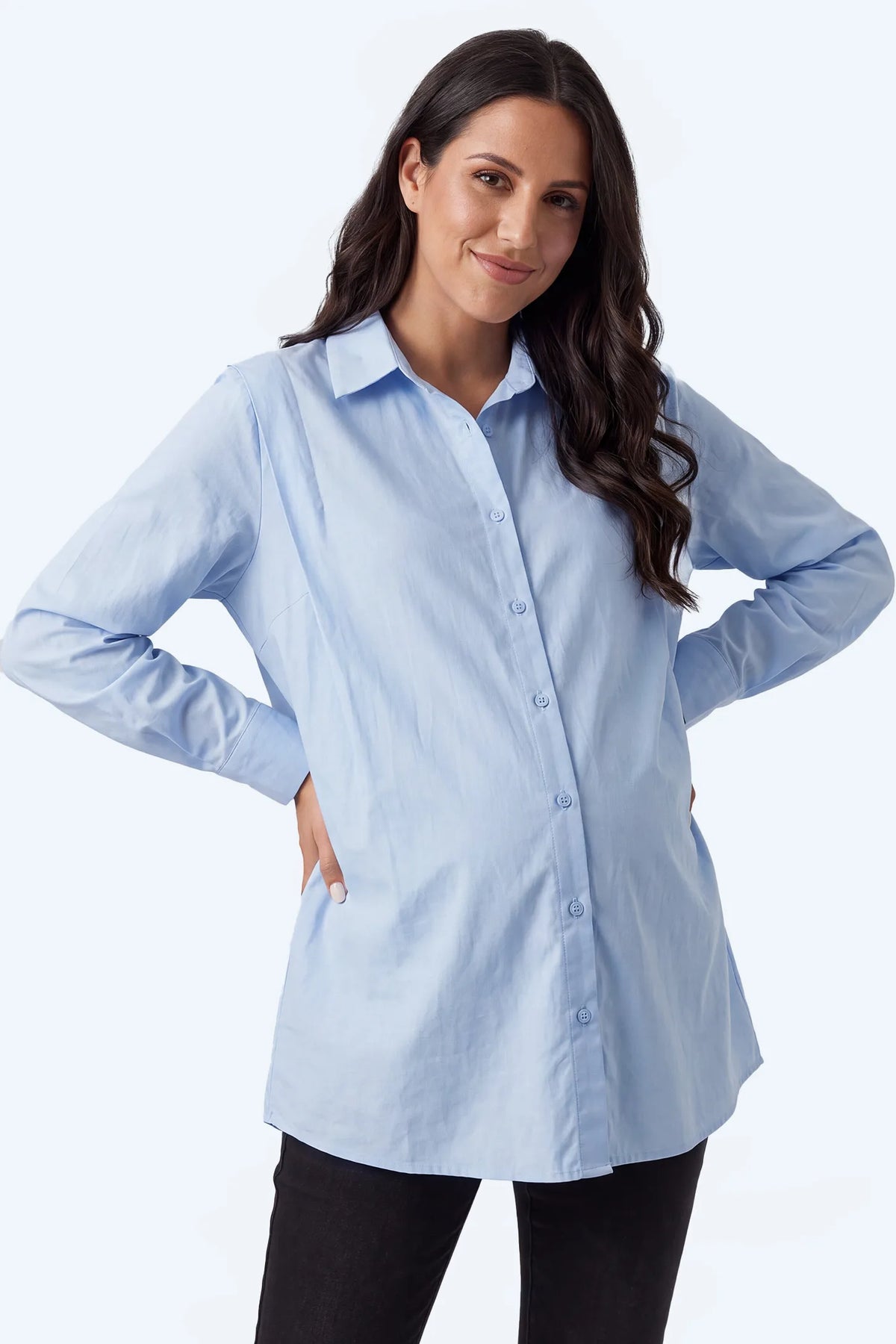 Button Down Collared Maternity Shirt