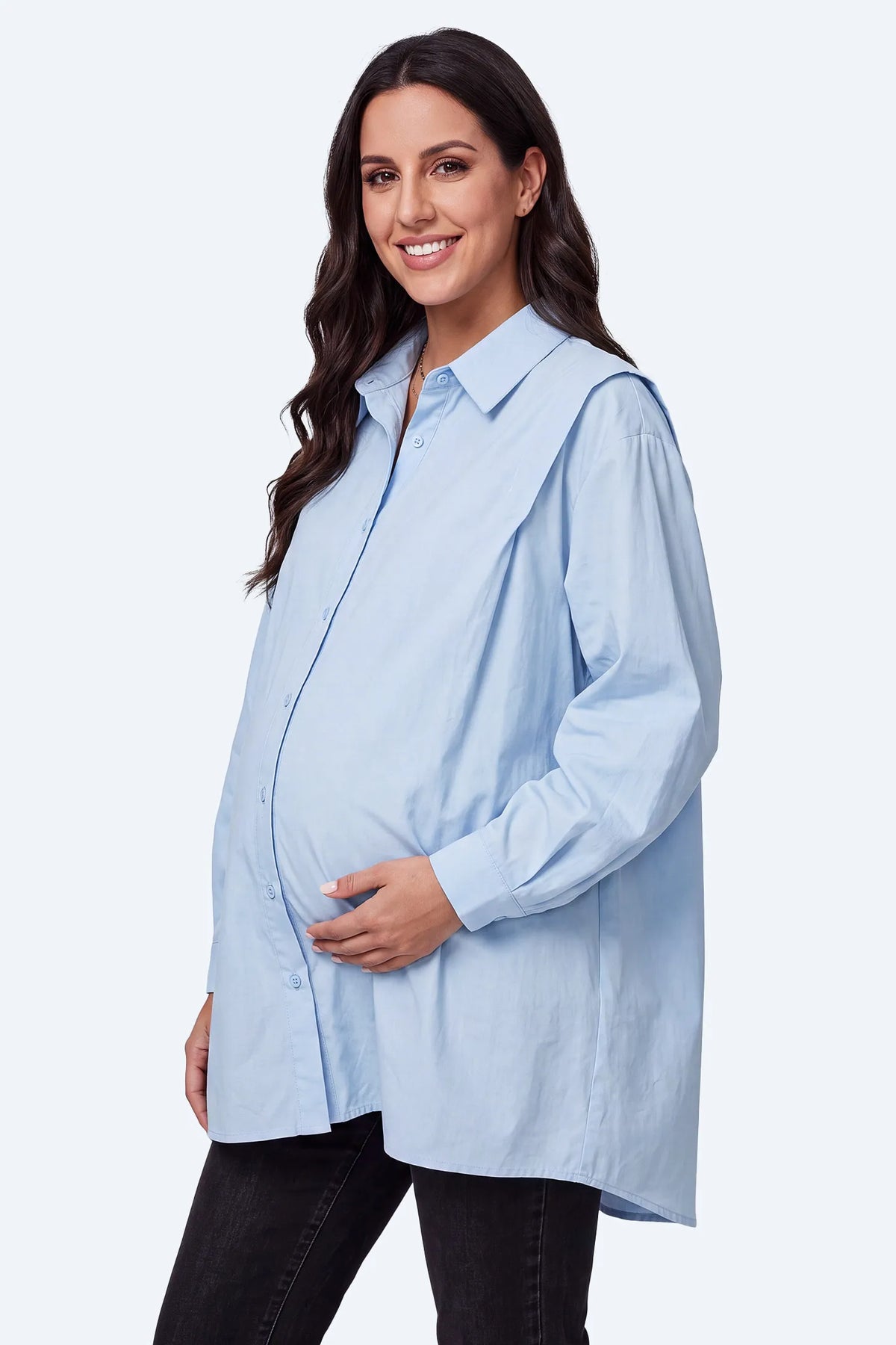 Button Down Collared Maternity Shirt