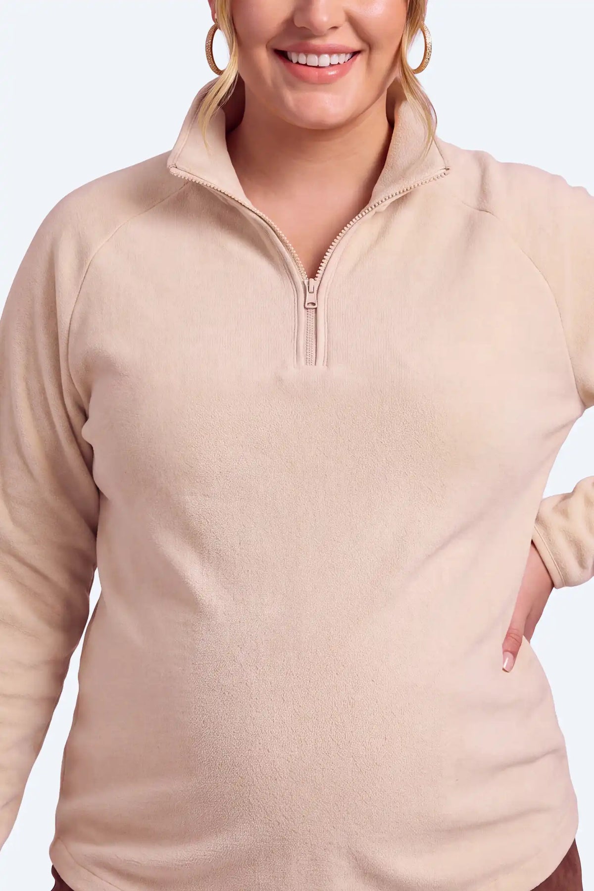 Fleece Mock Neck with Half-Zip Maternity Sweater