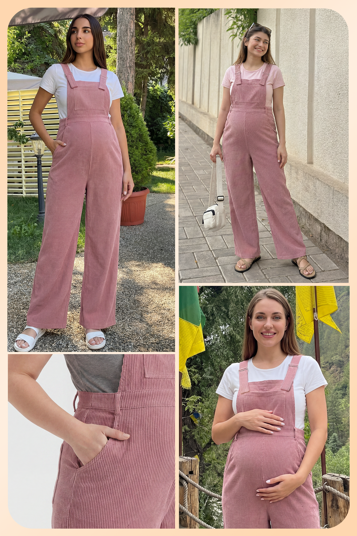Corduroy Wide Leg Maternity Jumpsuit