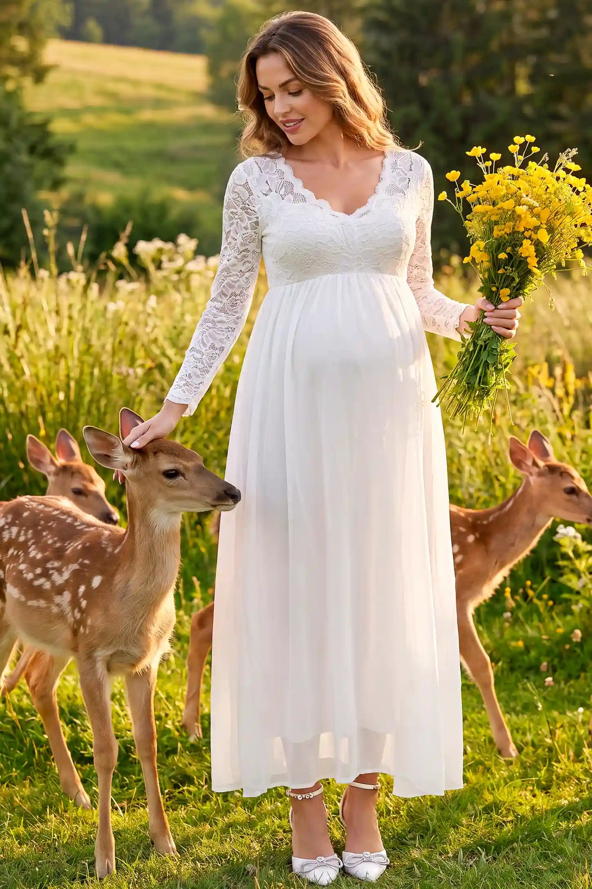 Lace Empire Waist Maternity Wedding Dress