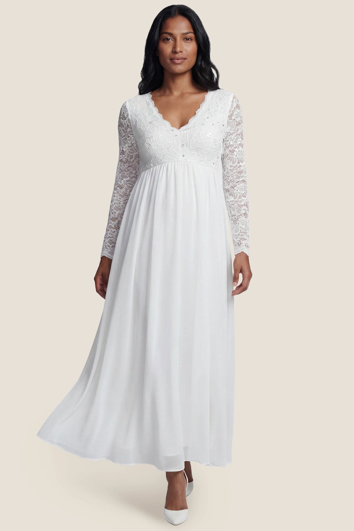 Lace Empire Waist Maternity Wedding Dress