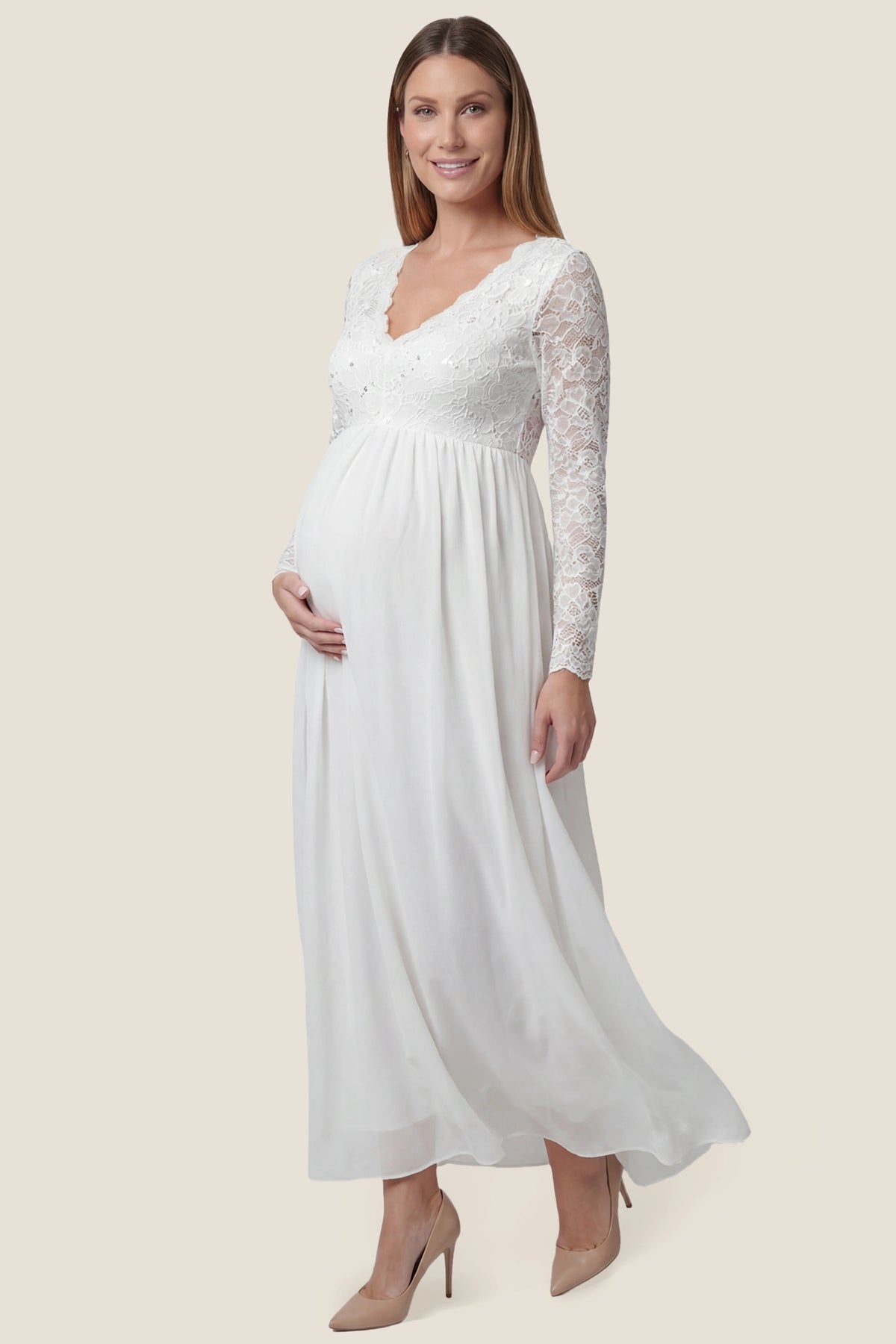 Lace Empire Waist Maternity Wedding Dress