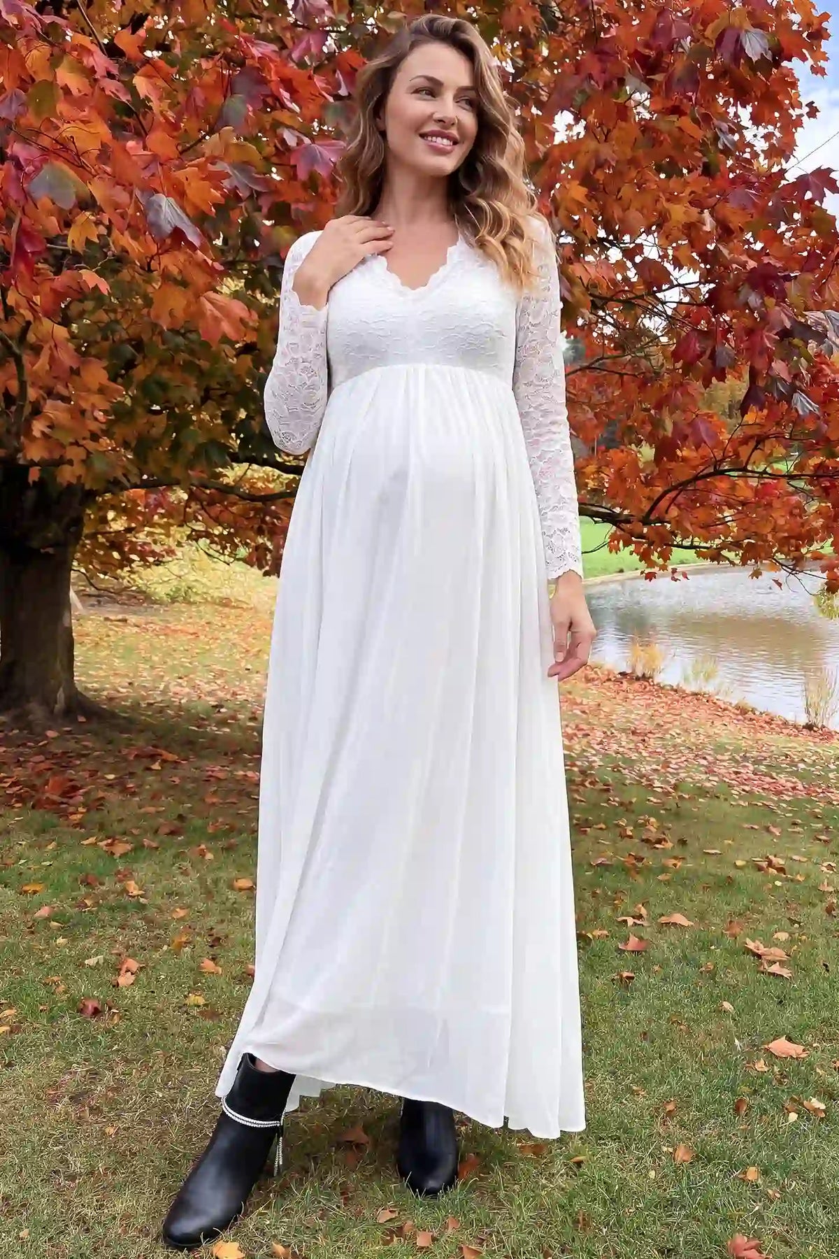 Lace Empire Waist Maternity Wedding Dress