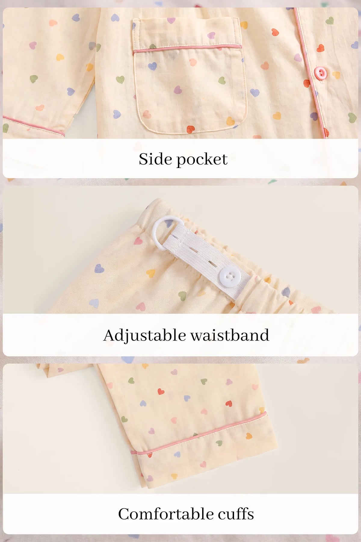 Heart Print Cotton Nursing Pajama Set