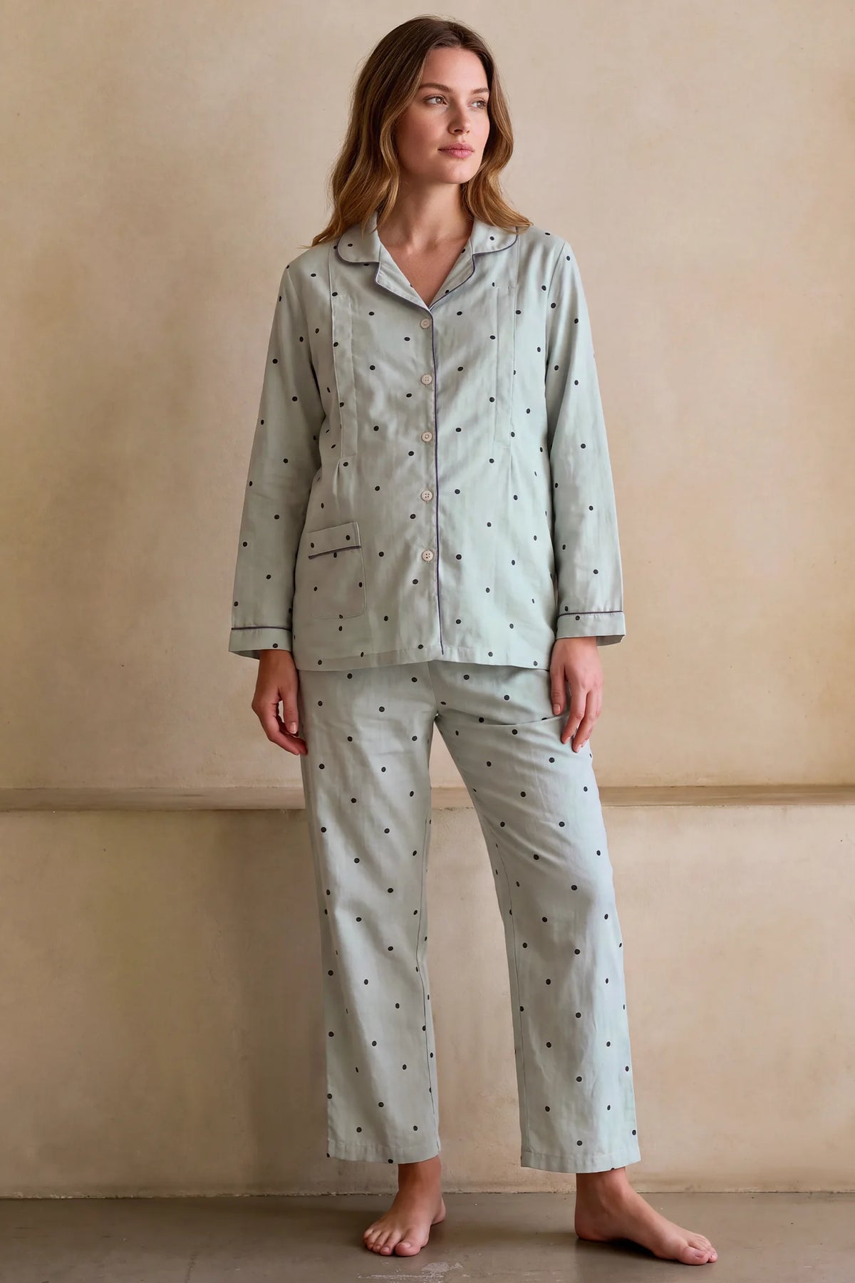 Polka Dot Cotton Nursing Pajama Set