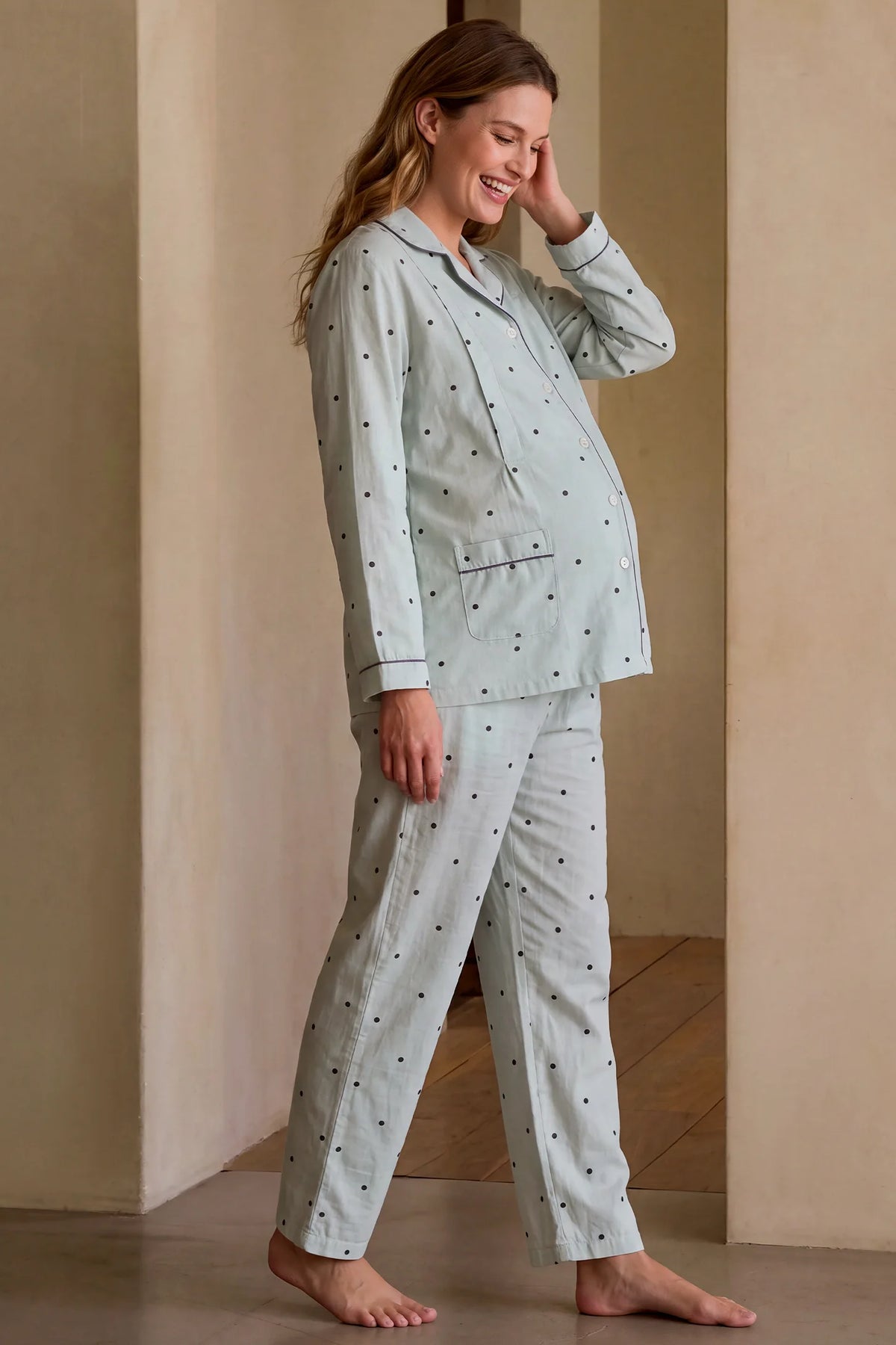 Polka Dot Cotton Nursing Pajama Set