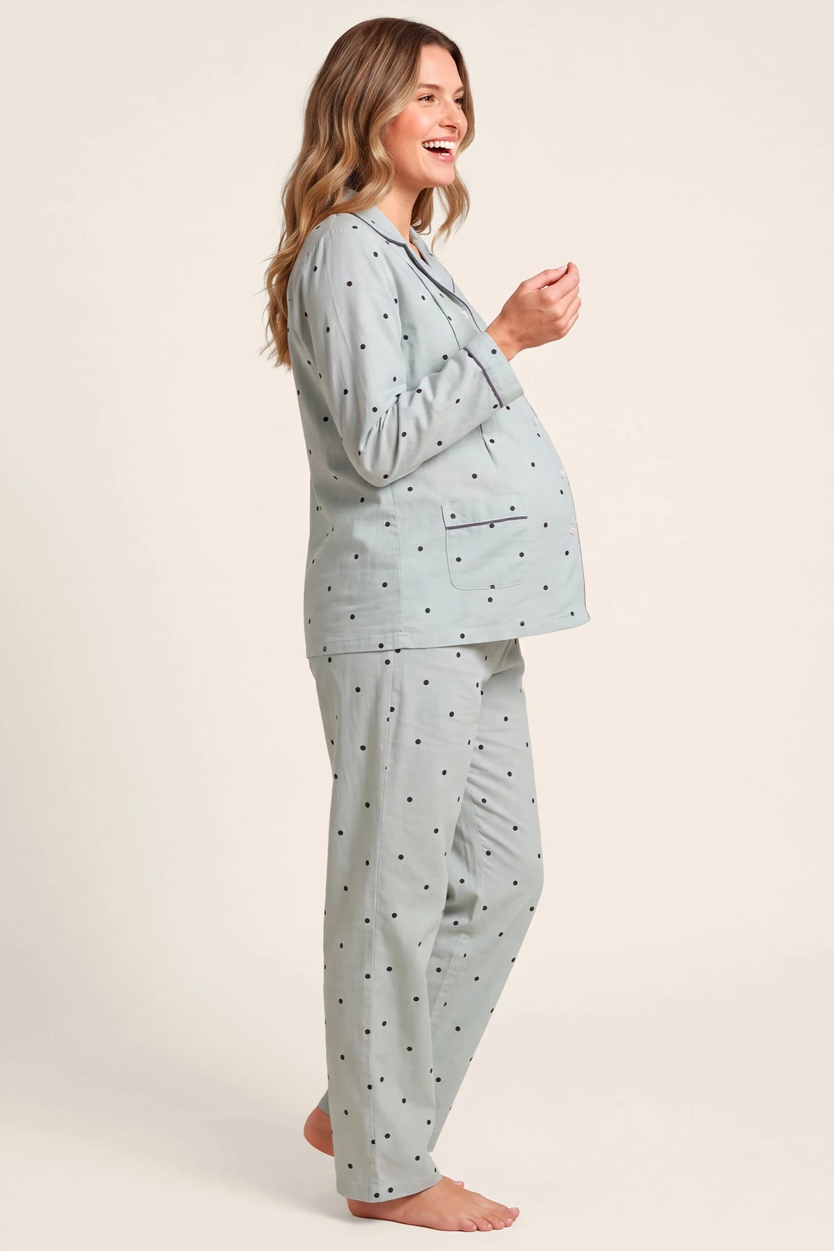 Polka Dot Cotton Nursing Pajama Set