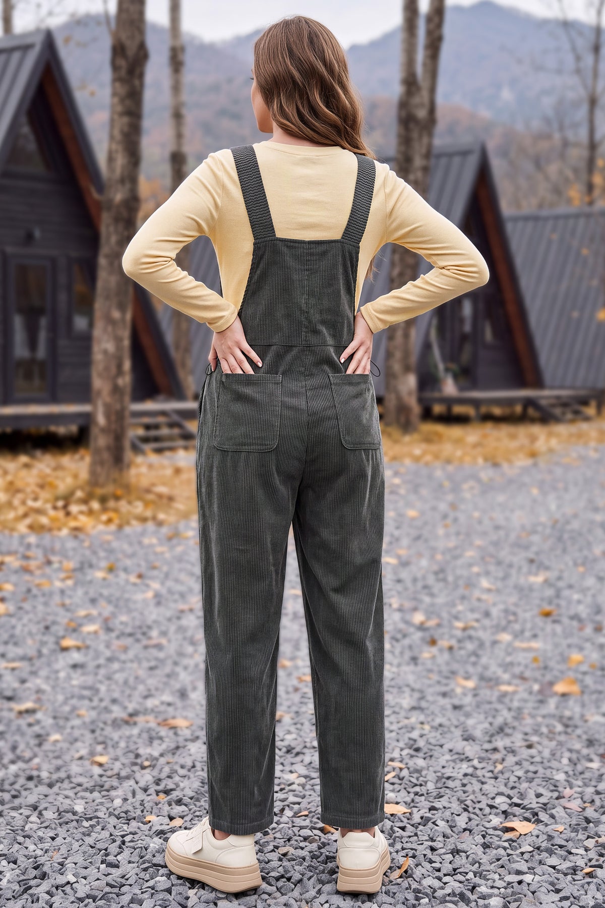 Corduroy Adjustable-Strap Maternity Overalls