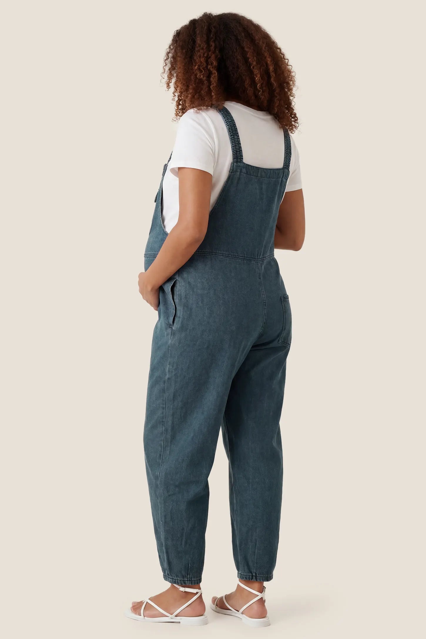 Wide Leg Denim Maternity Overalls