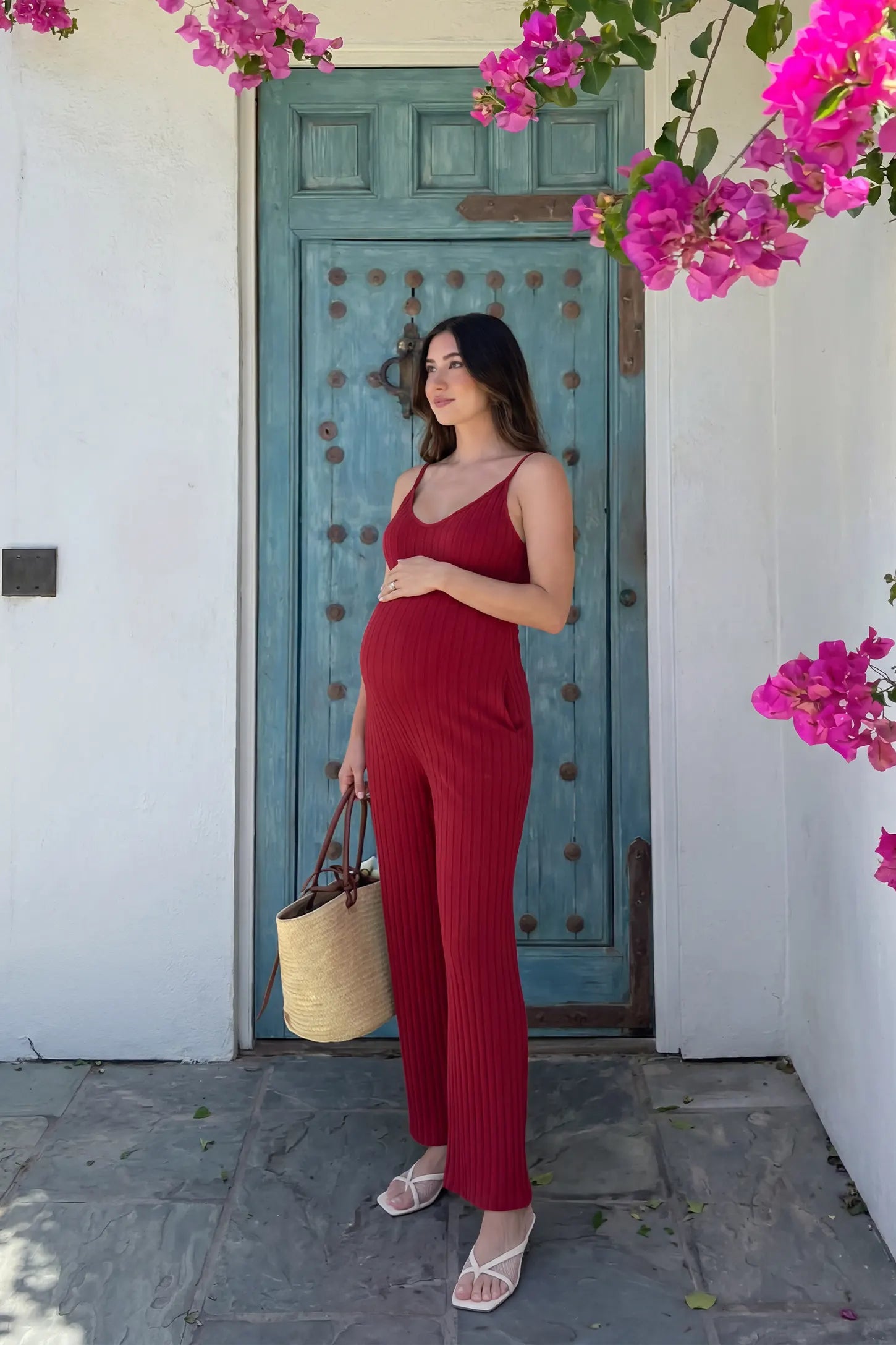 Ribbed Wide-Leg Maternity Camisole Jumpsuit