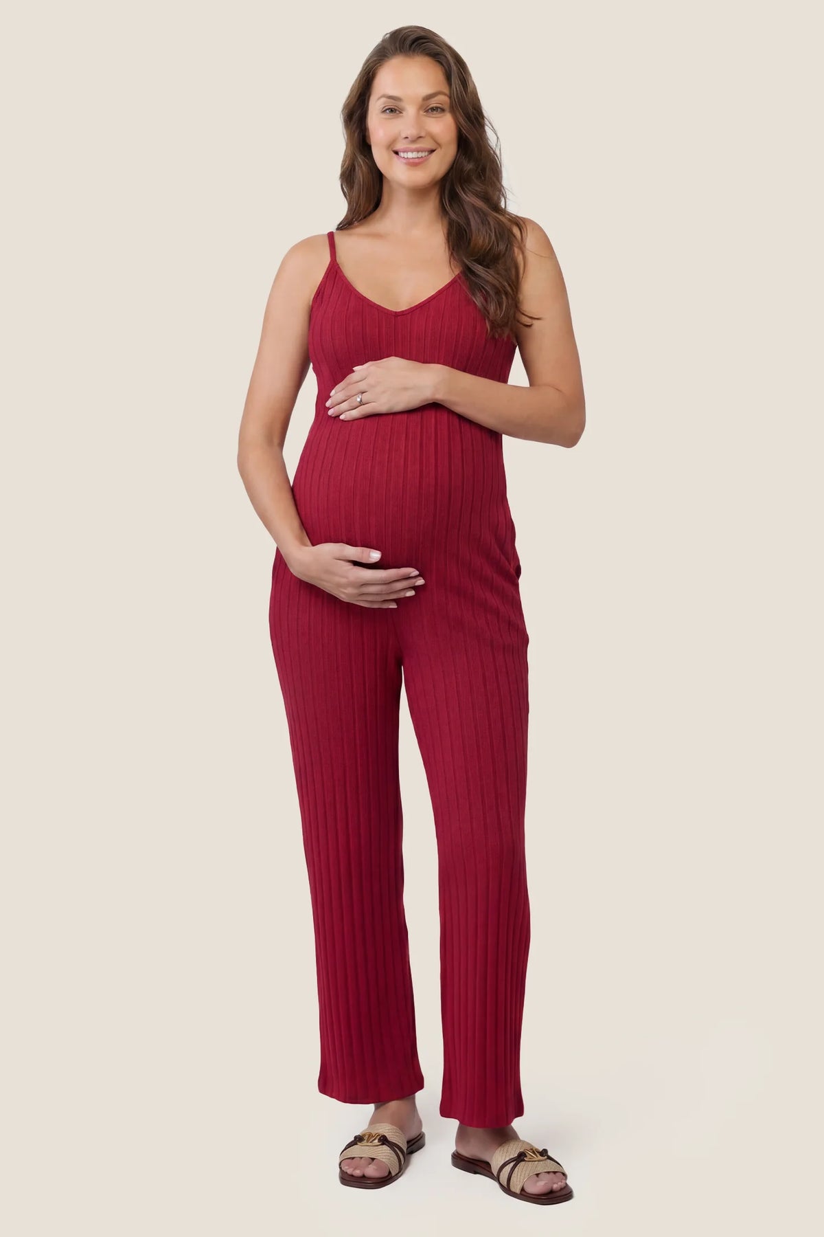 Ribbed Wide-Leg Maternity Camisole Jumpsuit