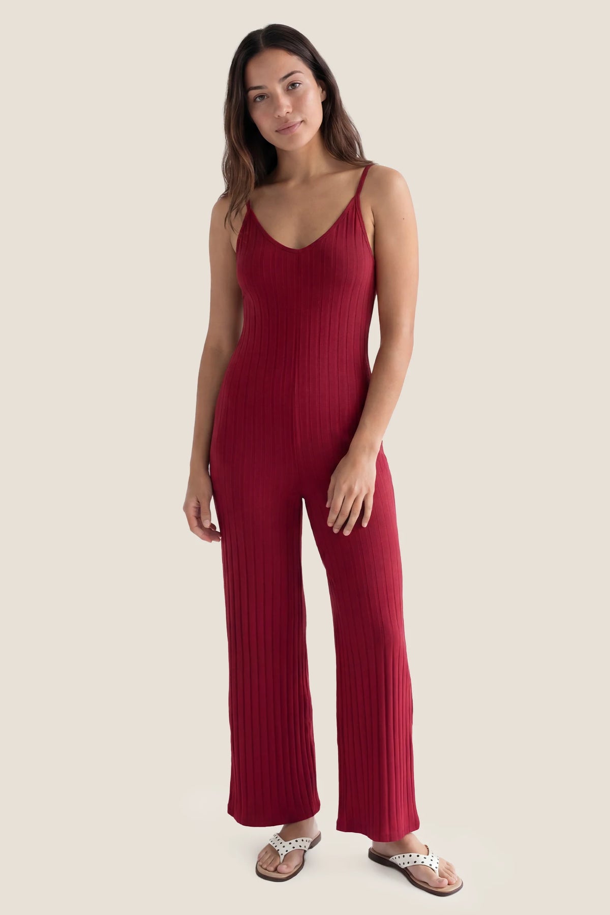 Ribbed Wide-Leg Maternity Camisole Jumpsuit