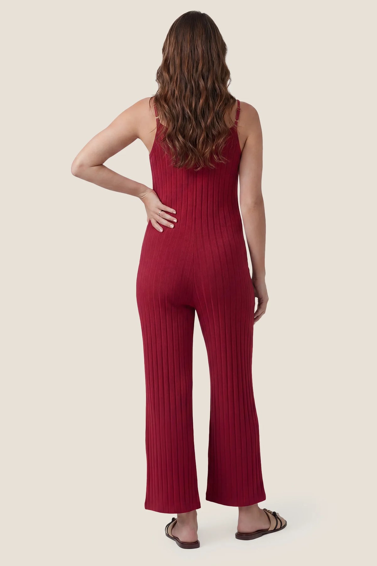 Ribbed Wide-Leg Maternity Camisole Jumpsuit