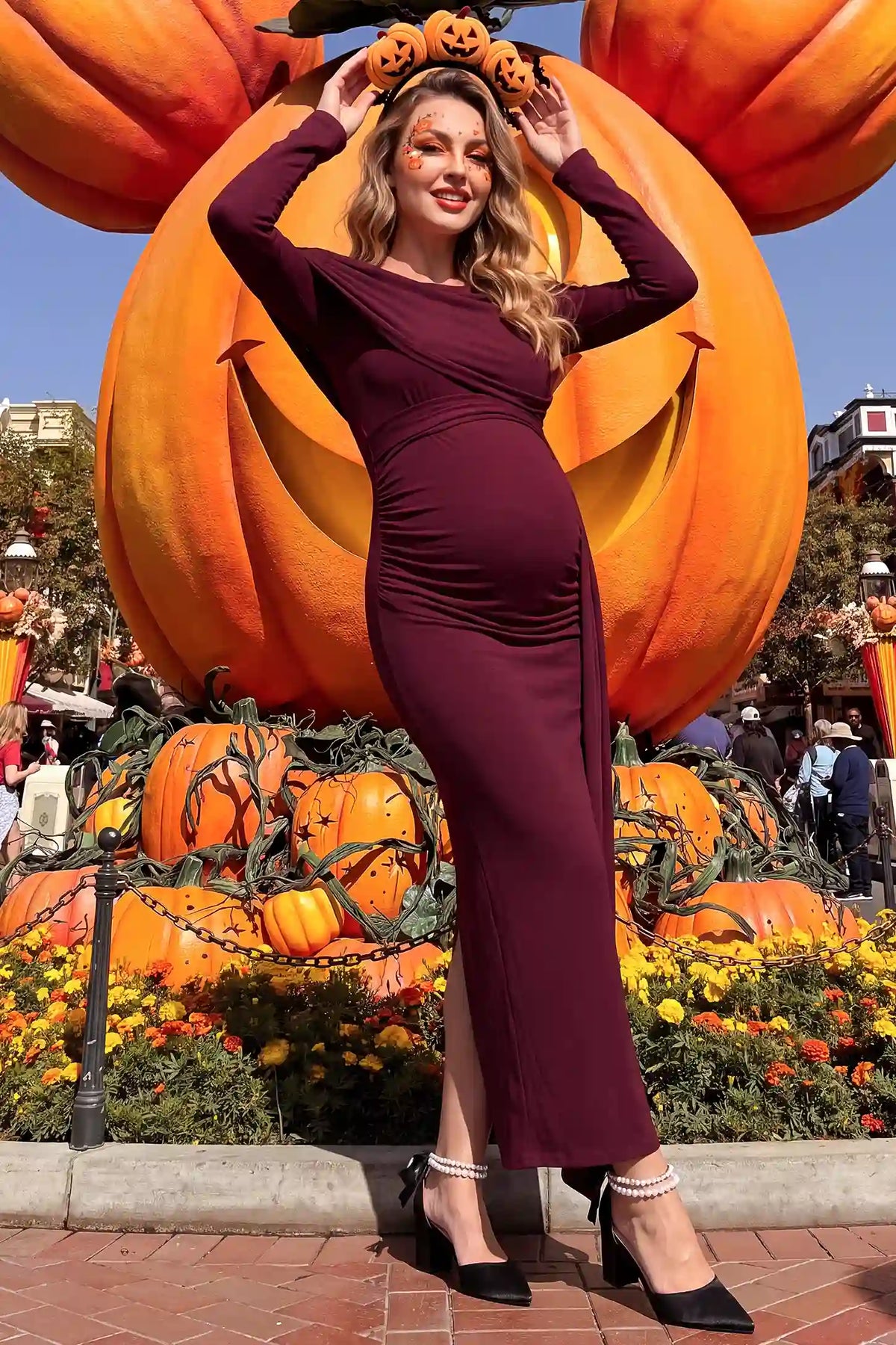 Off Shoulder Draped Wrap Bodycon Maternity Maxi Dress