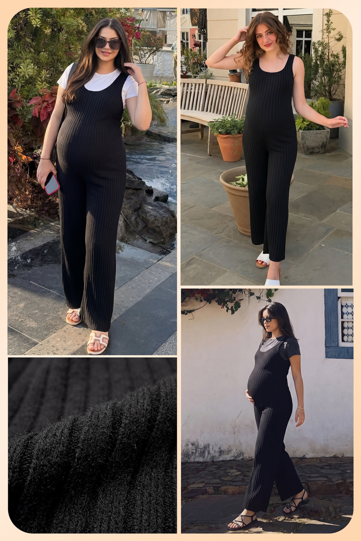 Ribbed Sleeveless Wide-Leg Maternity Jumpsuit