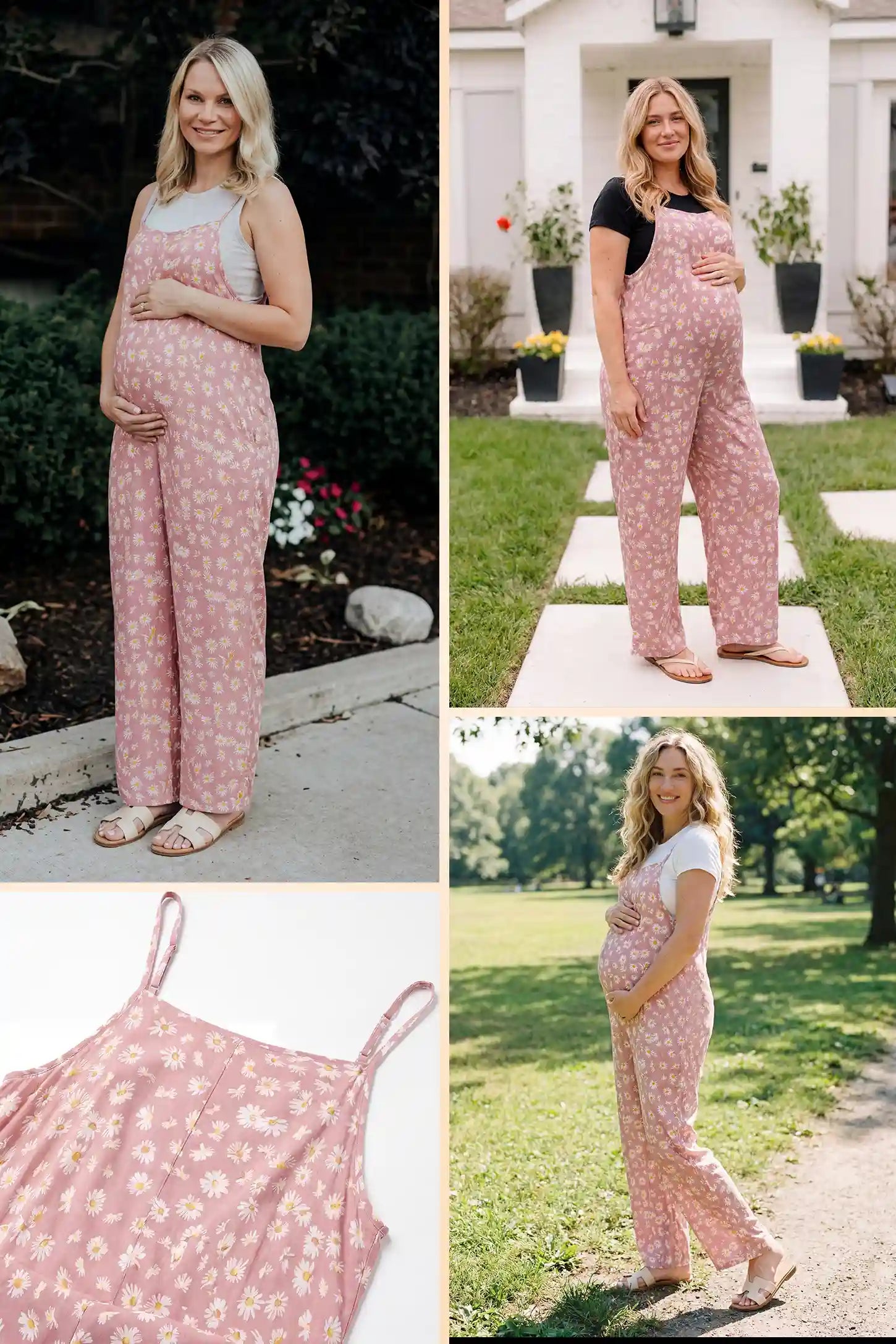 Floral Wide-Leg Pocket Maternity Jumpsuit