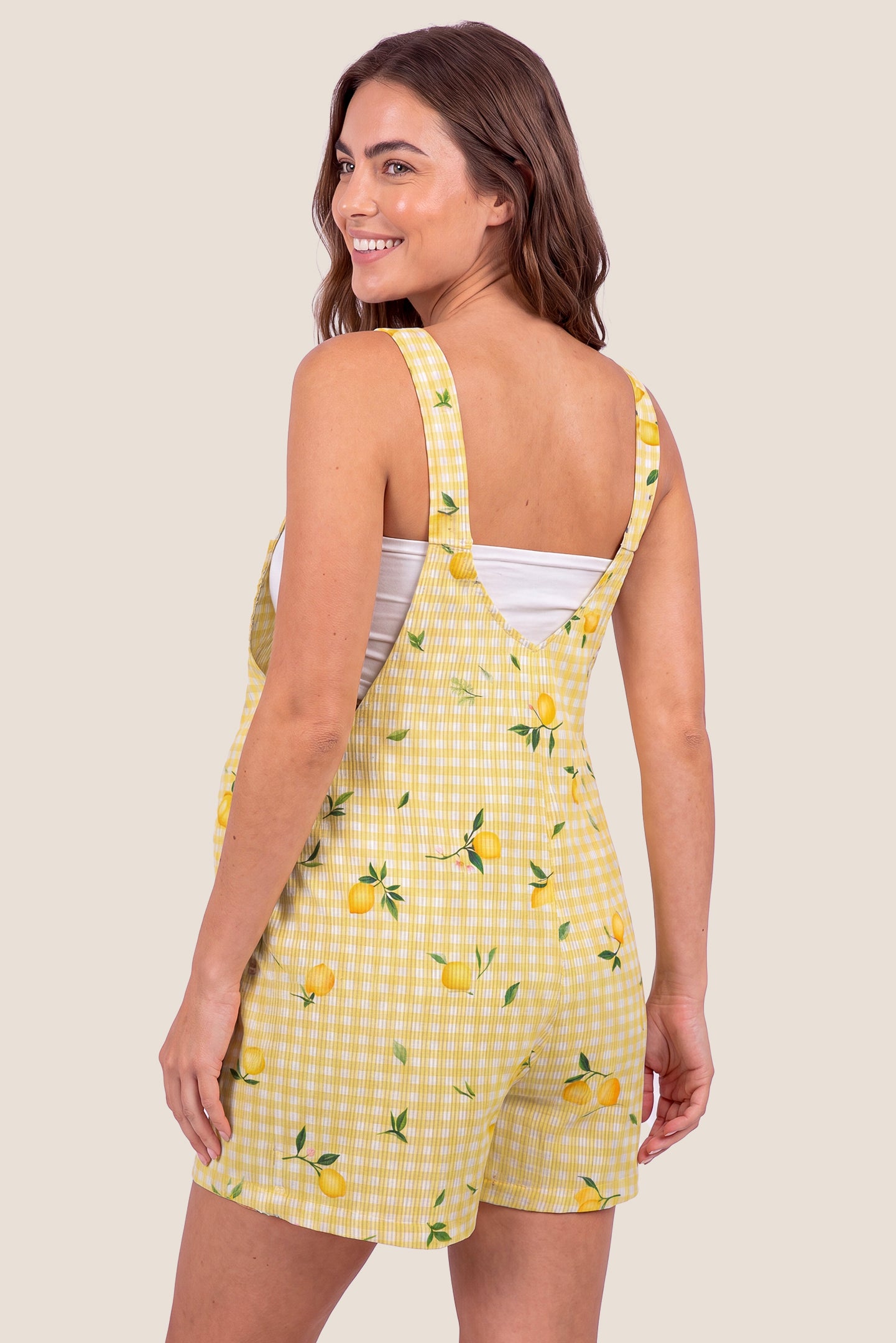 Adjustable Waist Front Pocket Maternity Short Overalls