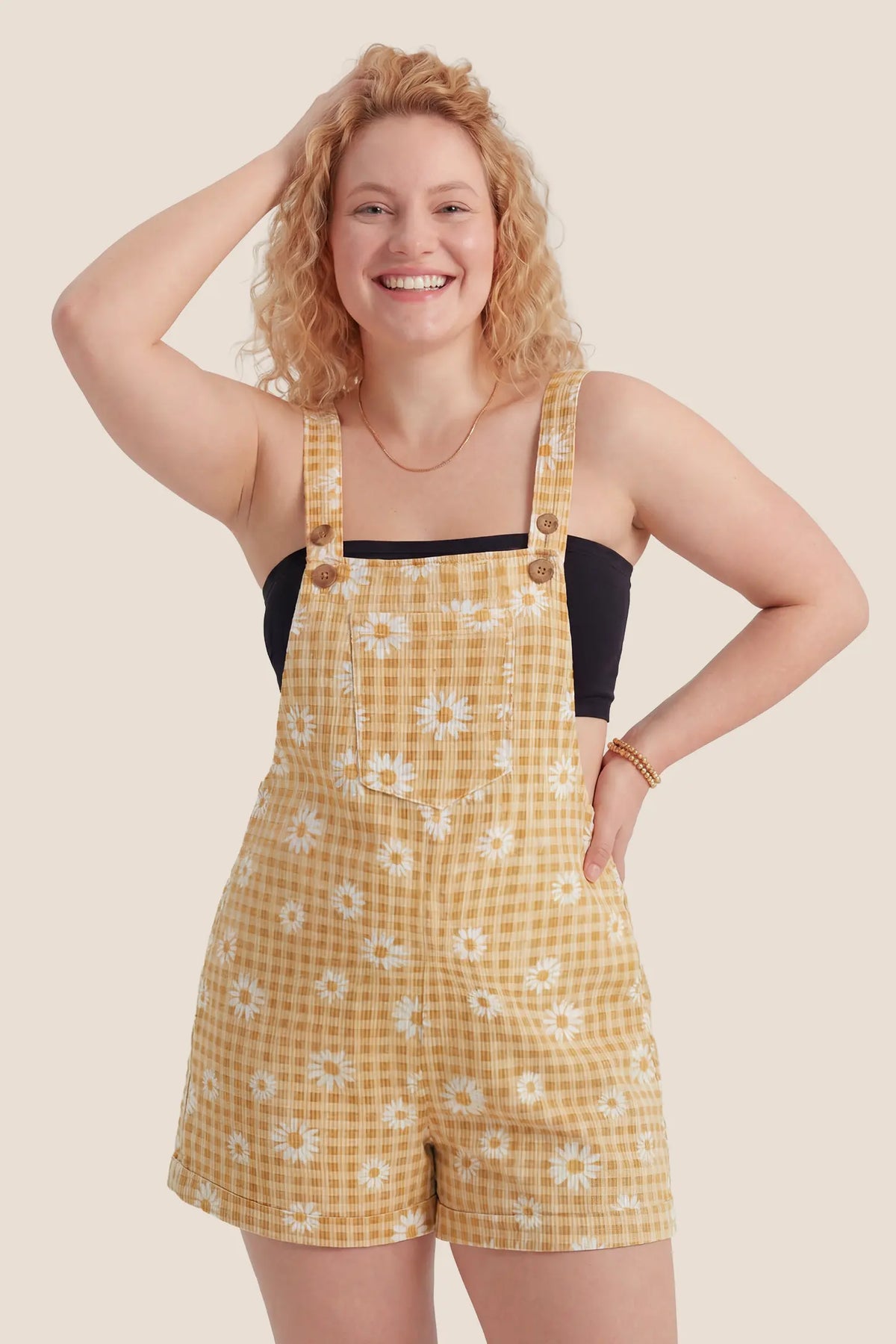 Adjustable Waist Front Pocket Maternity Short Overalls