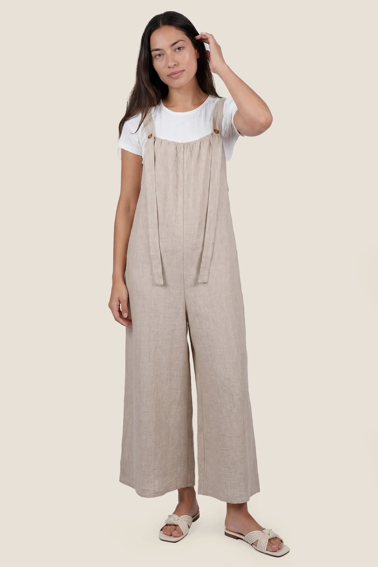 Loose Fit Wide Leg Sleeveless Maternity Jumpsuit