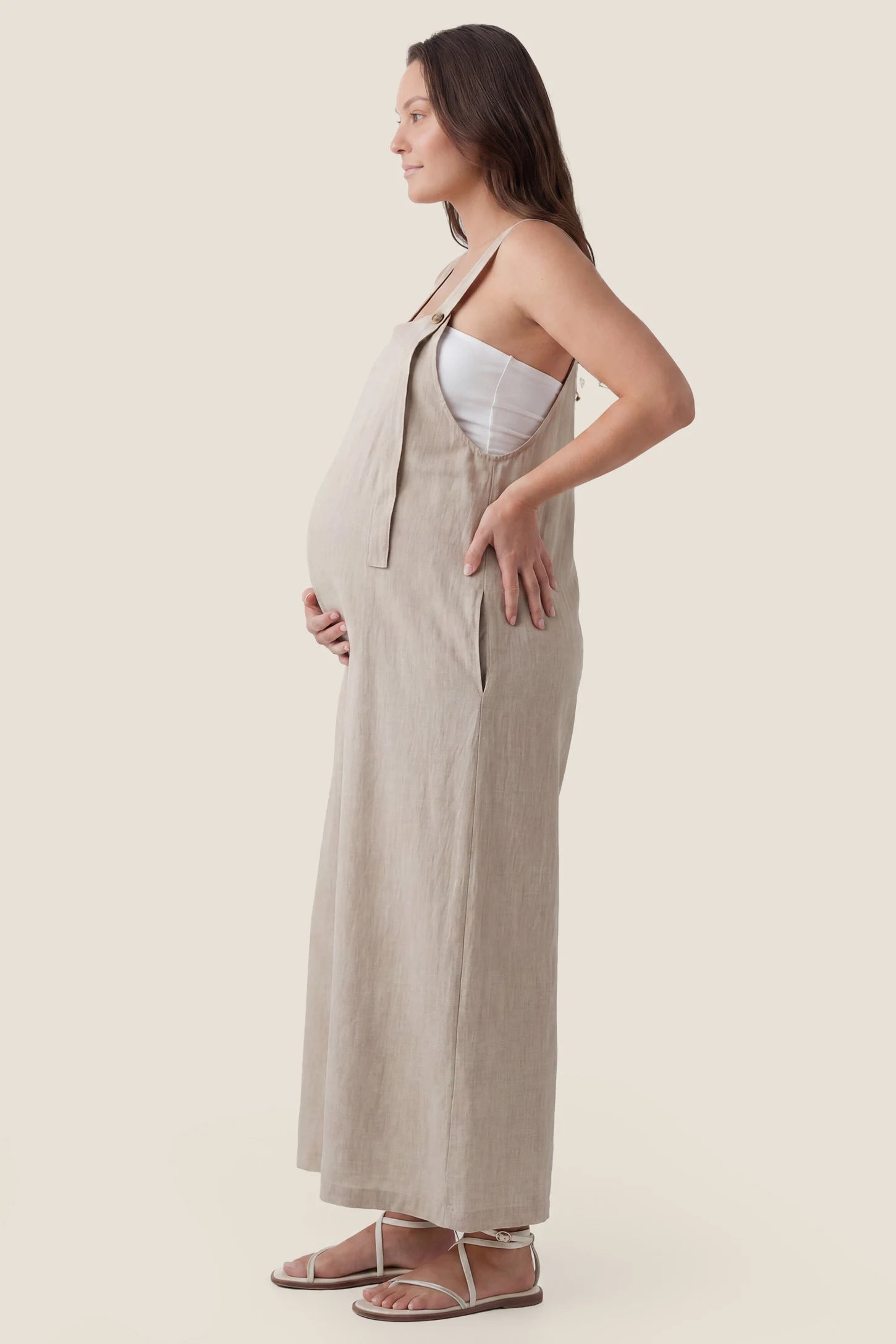 Loose Fit Wide Leg Sleeveless Maternity Jumpsuit