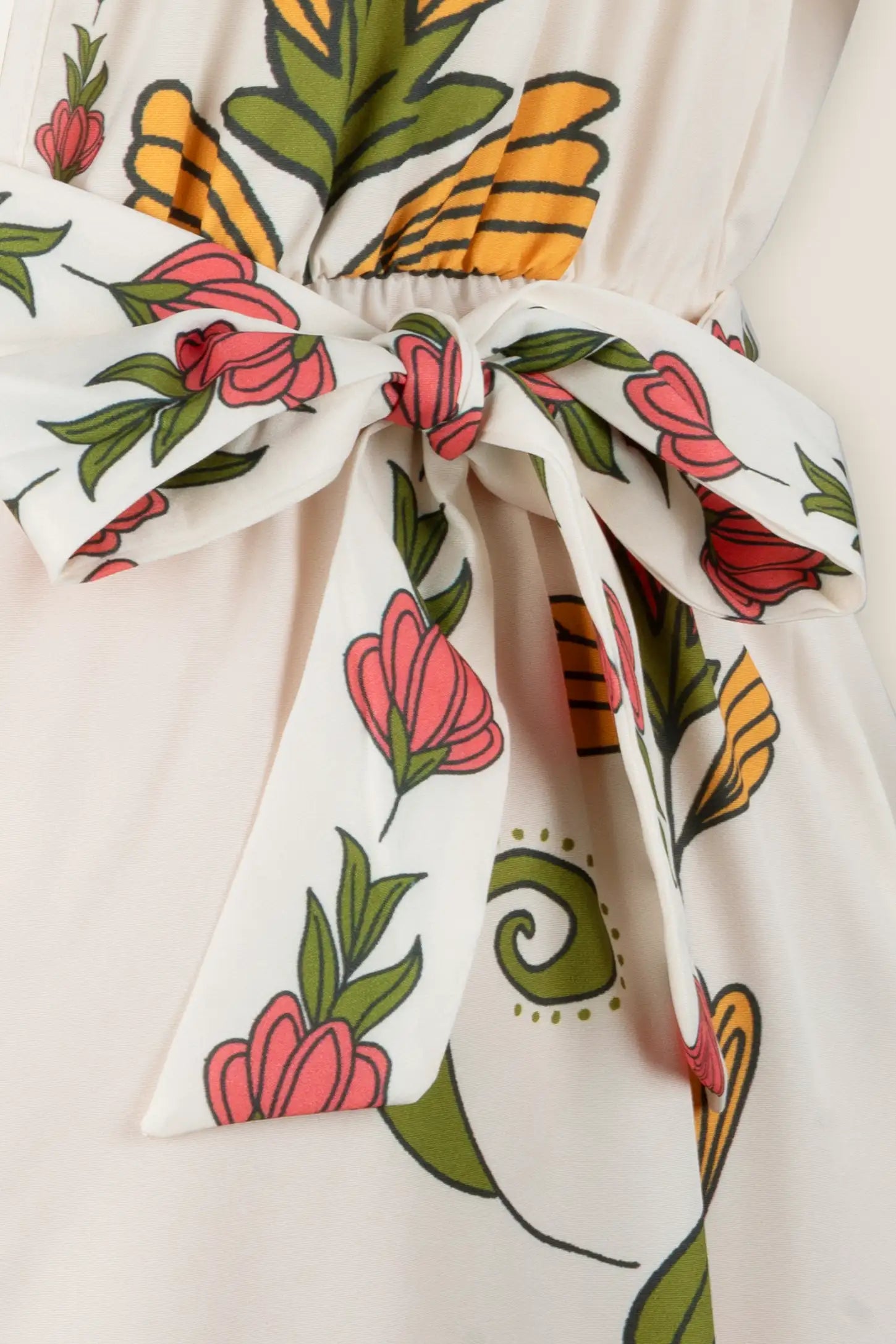 Floral Deep V-Neck Tie-Waist Maternity Jumpsuit