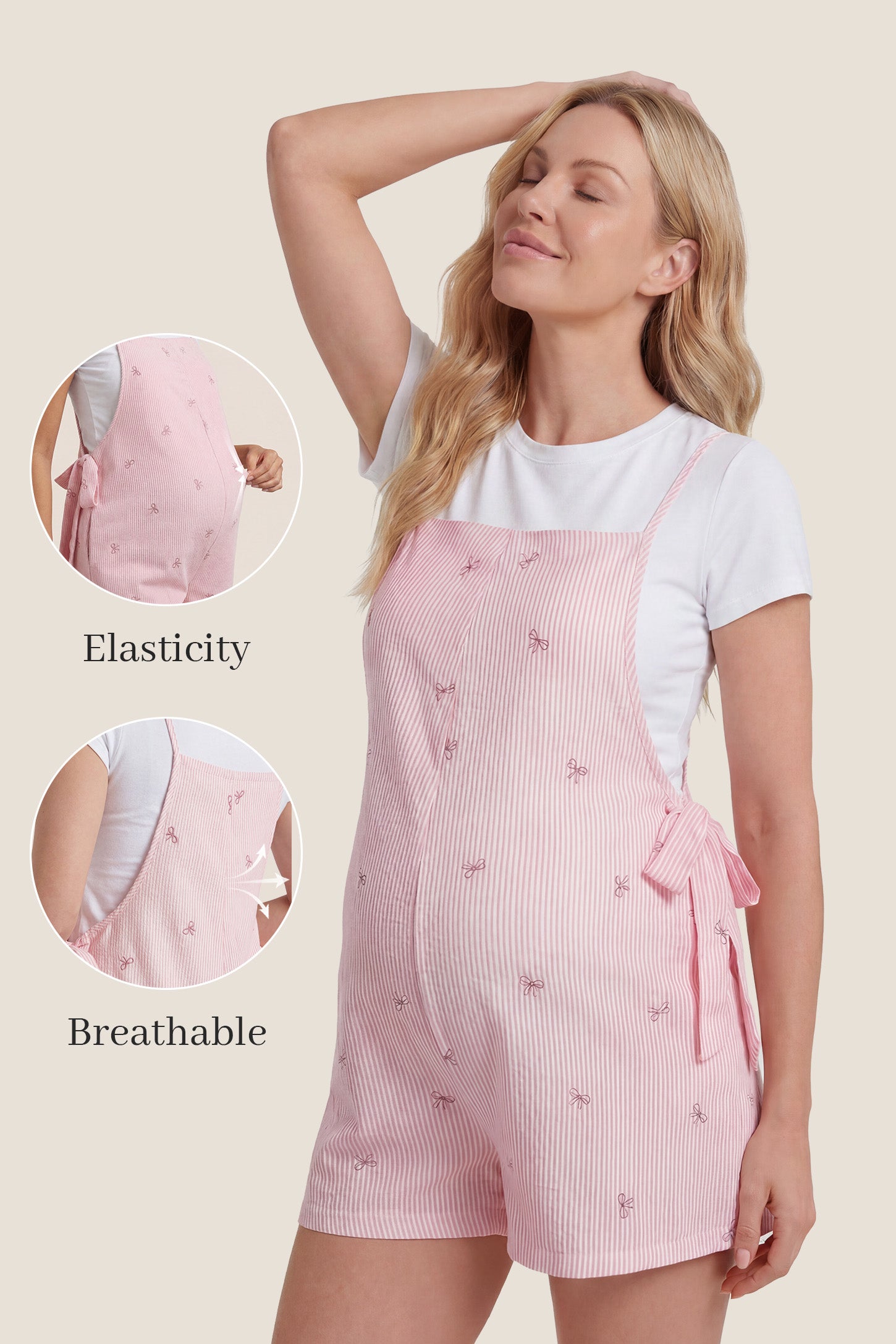 Side-Adjustable Maternity Jumpsuit Comfortable Pregnancy One-Piece