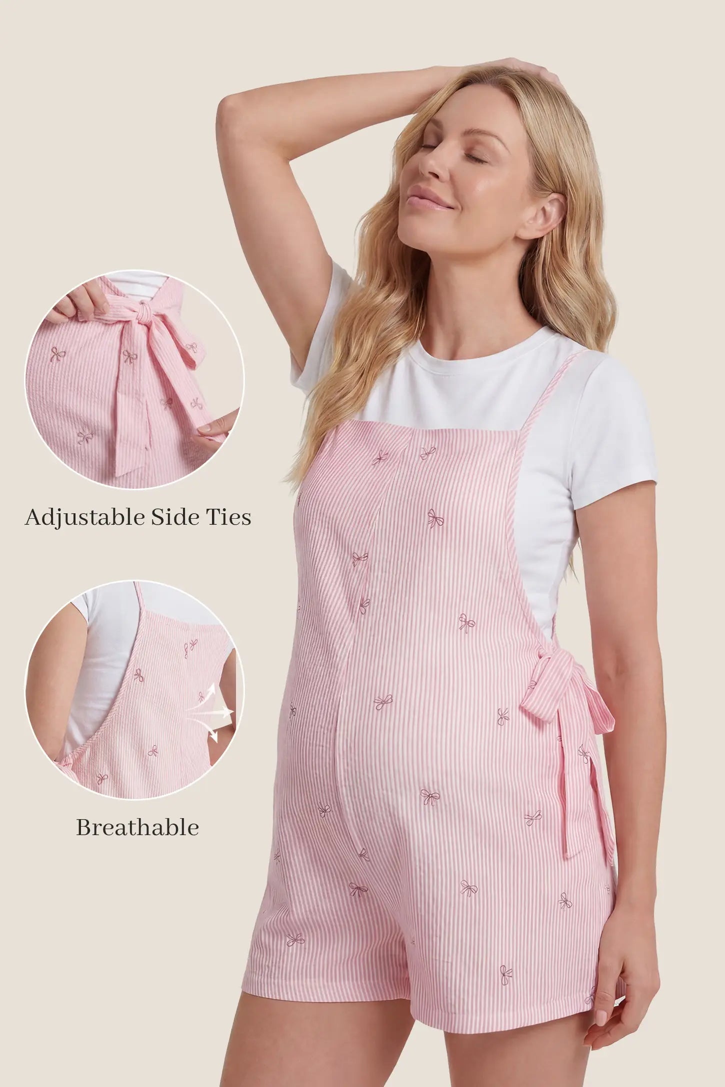 Side-Adjustable Maternity Jumpsuit Comfortable Pregnancy One-Piece