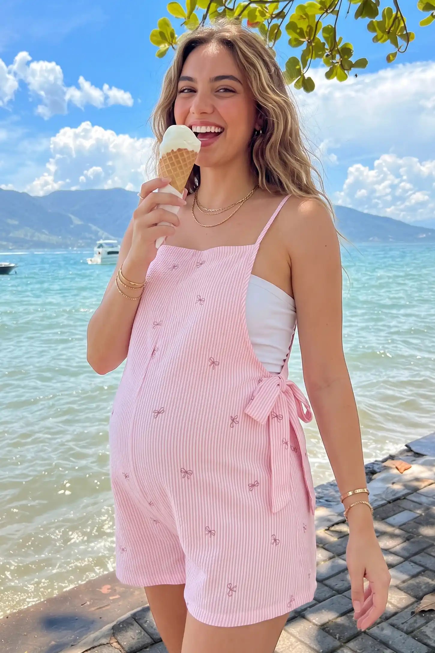 Side-Adjustable Maternity Jumpsuit Comfortable Pregnancy One-Piece