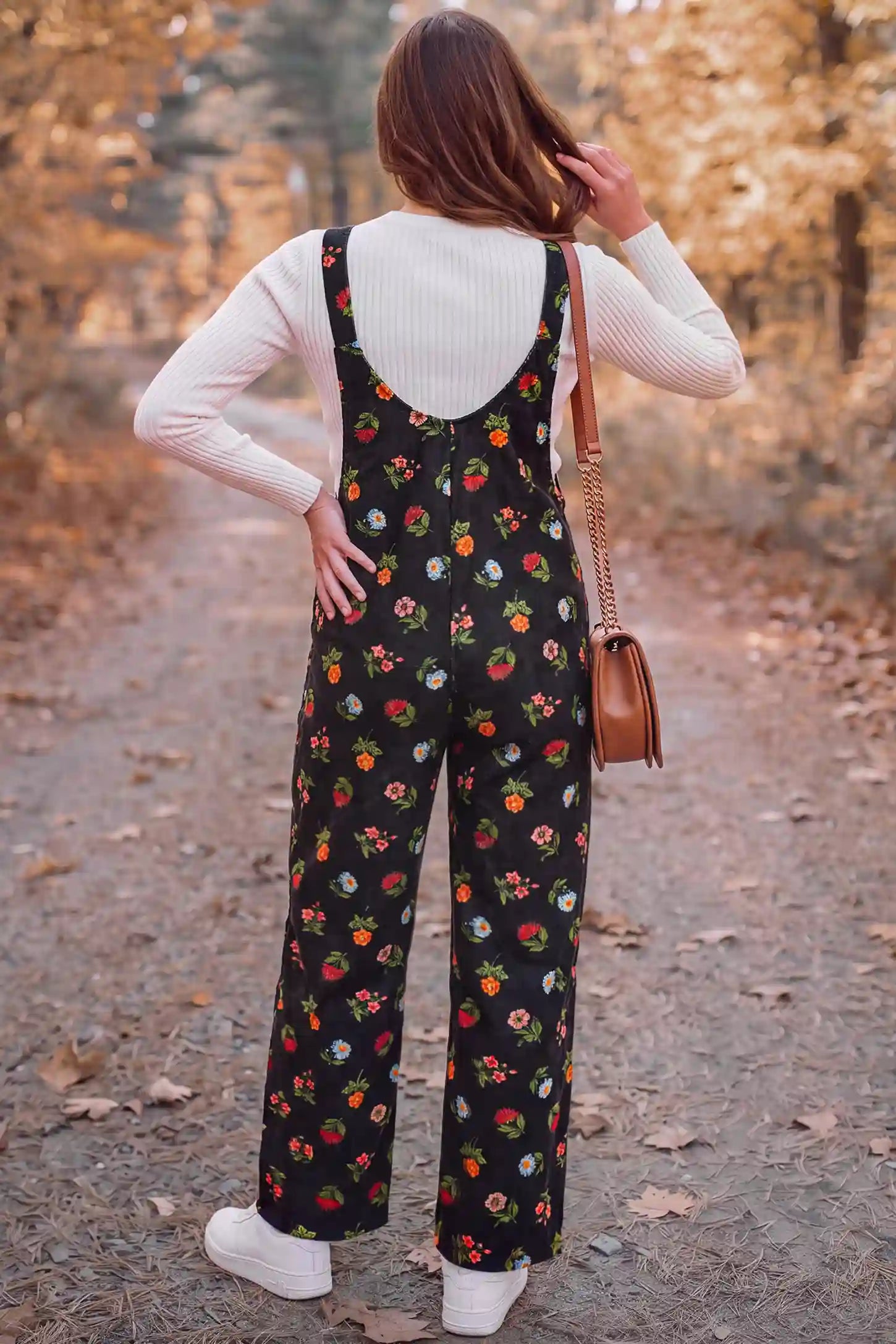 Adjustable Strap Pocket  Floral Maternity Overalls