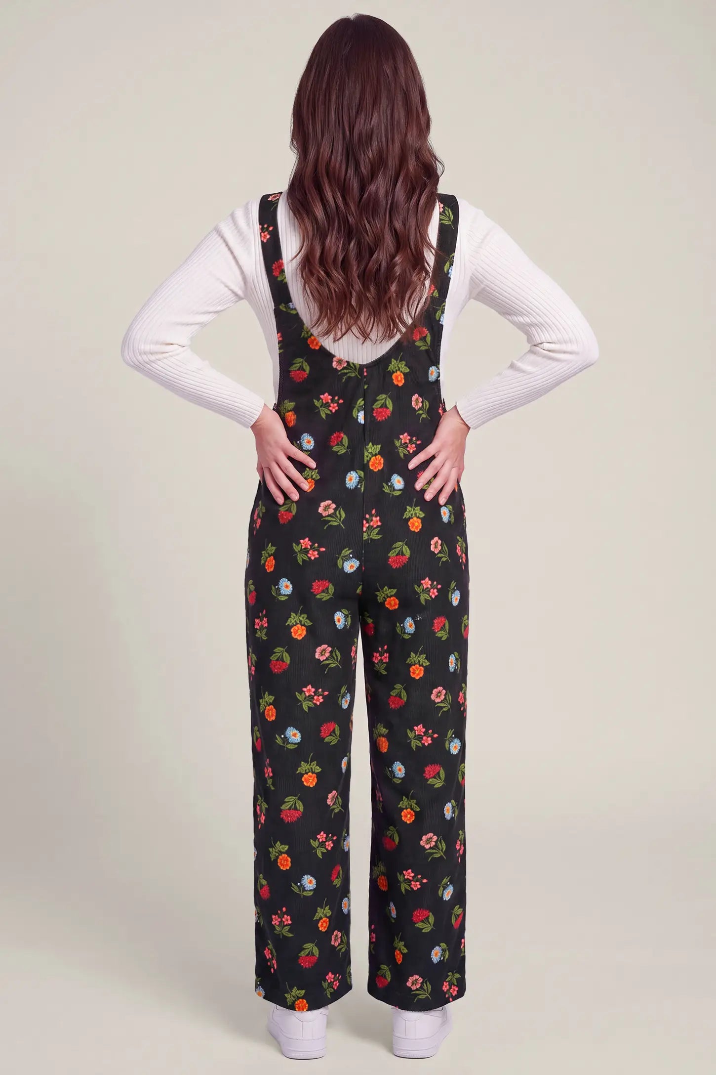 Adjustable Strap Pocket  Floral Maternity Overalls