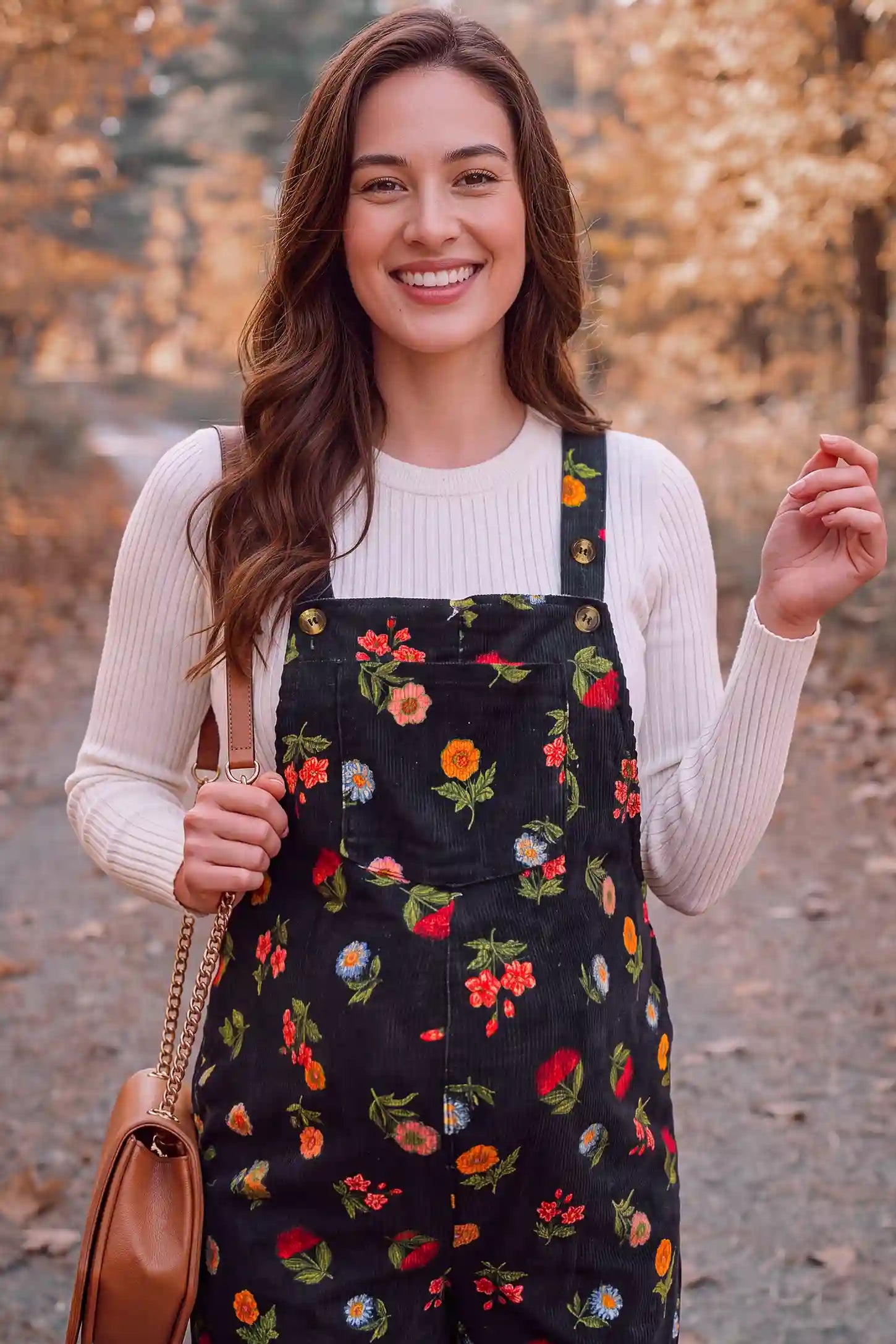 Adjustable Strap Pocket  Floral Maternity Overalls