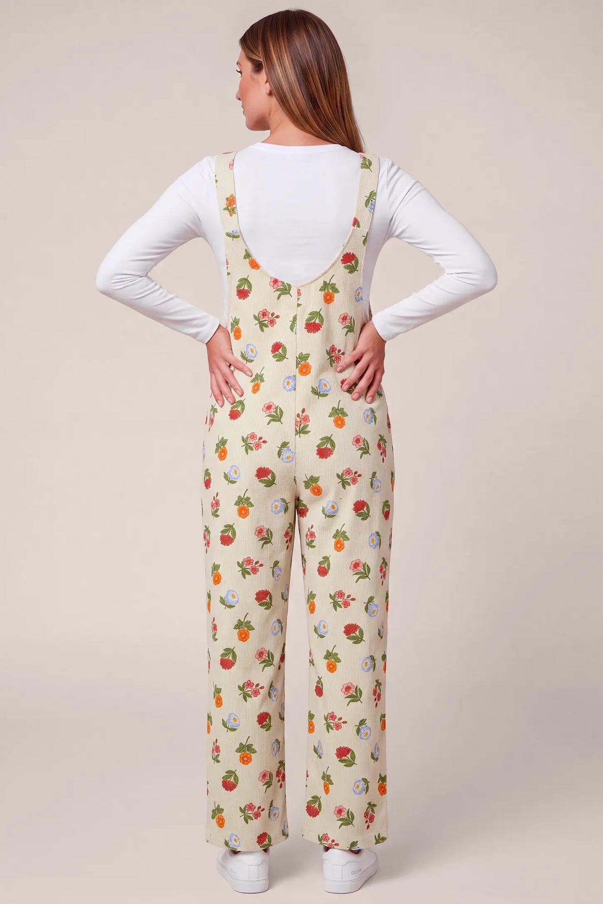 Adjustable Strap Pocket  Floral Maternity Overalls