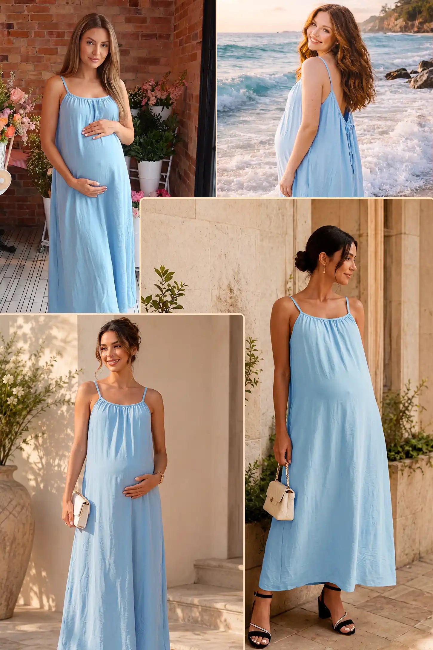 Open Back Flowy Cami Maternity Dress