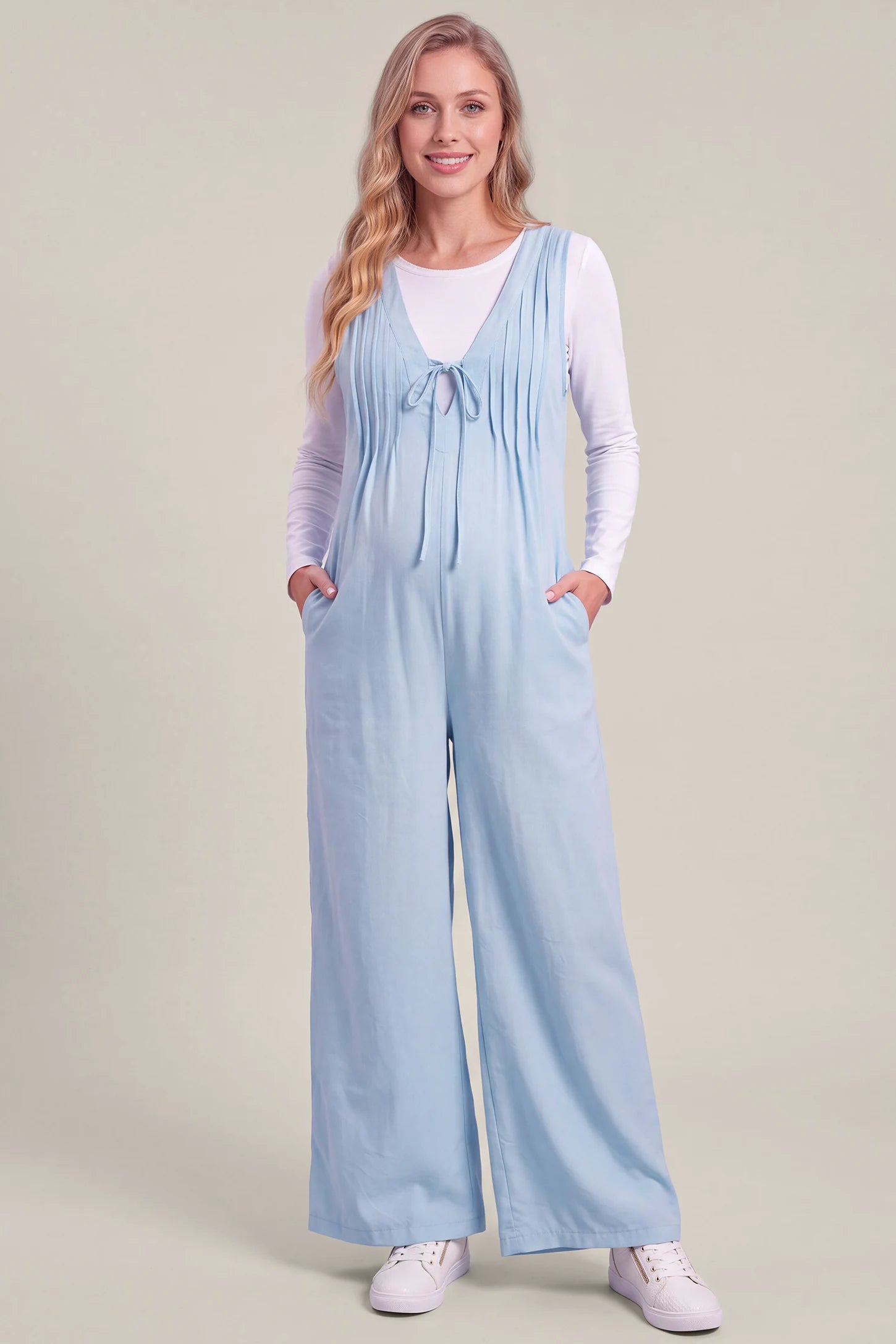 Soft Tie-Front Maternity Overalls