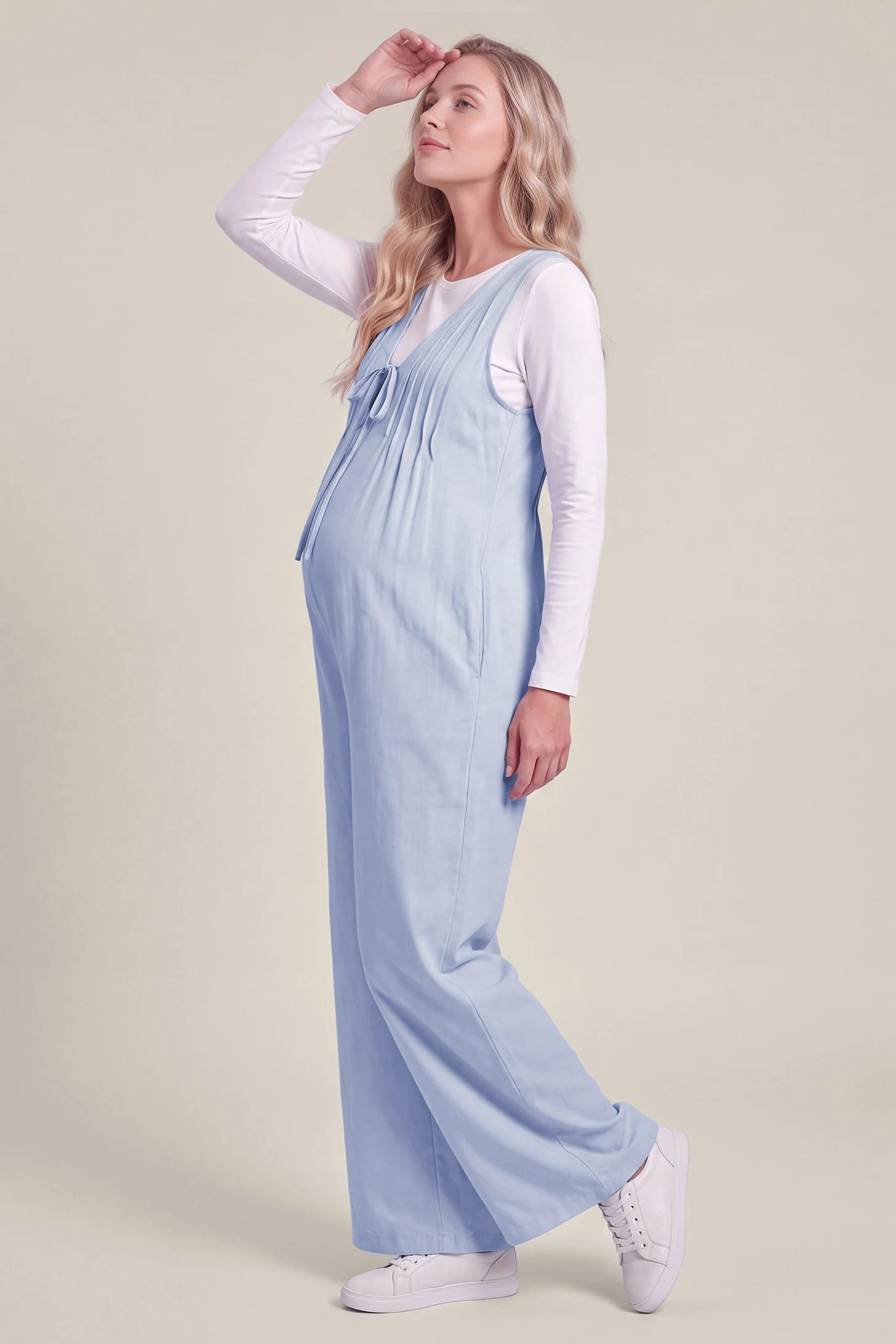 Soft Tie-Front Maternity Overalls