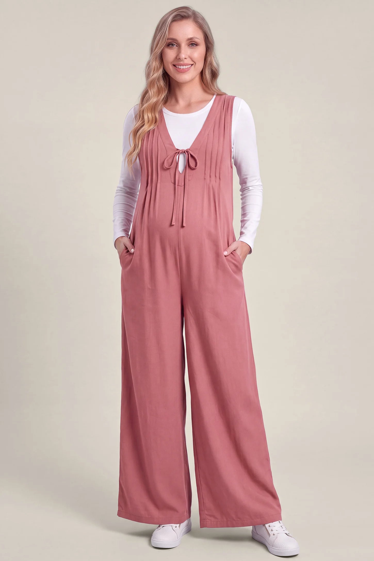 Soft Tie-Front Maternity Overalls