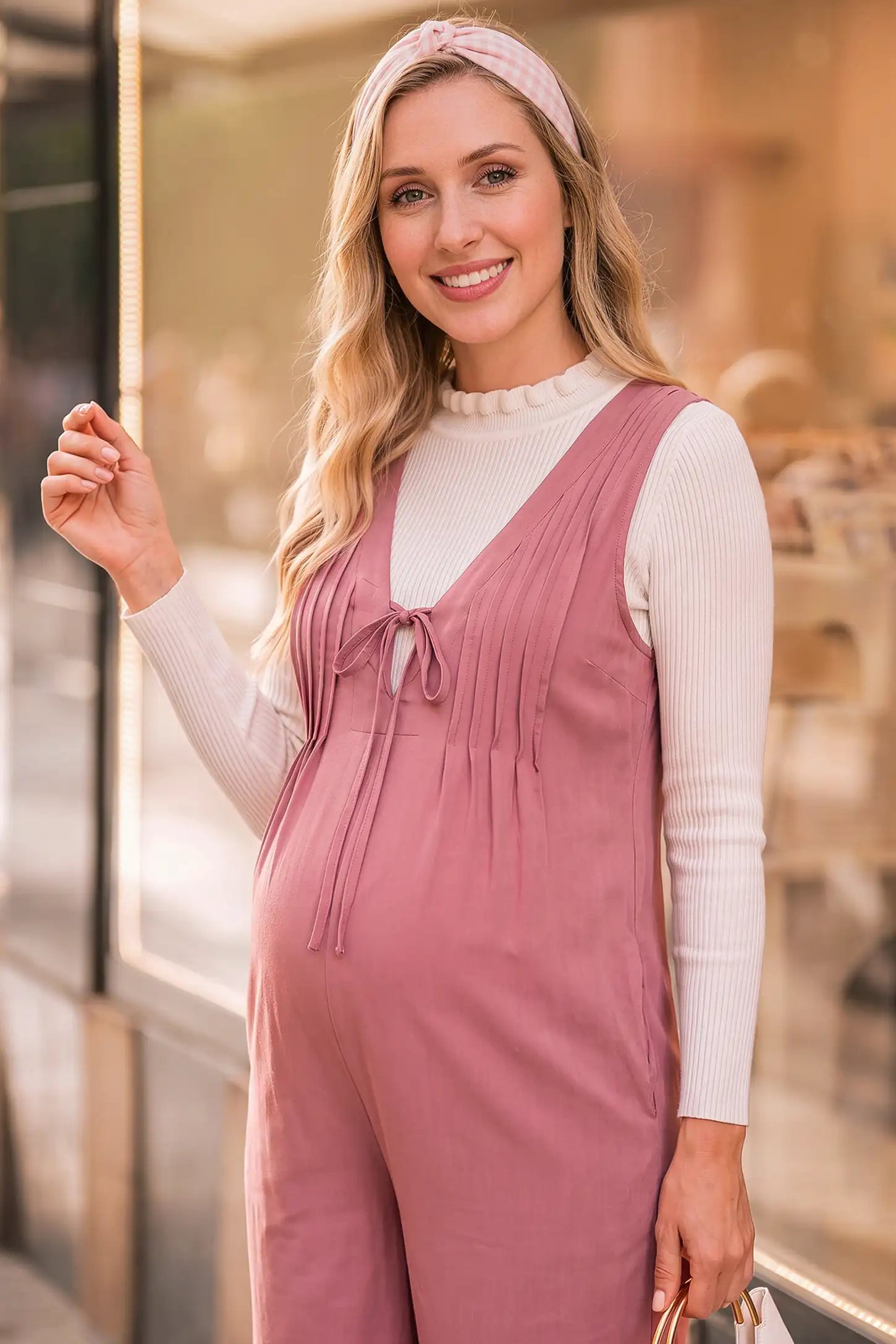 Soft Tie-Front Maternity Overalls